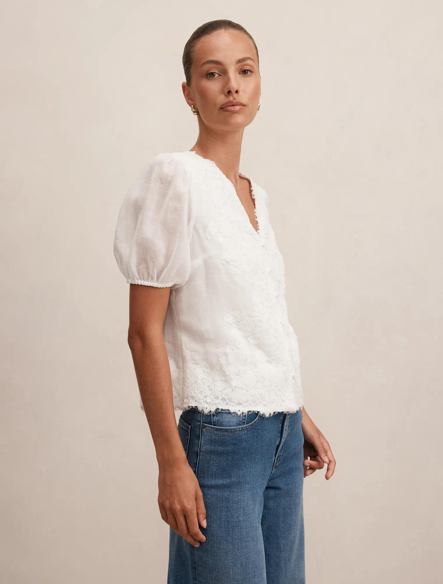 Sable Lace Scallop Blouse