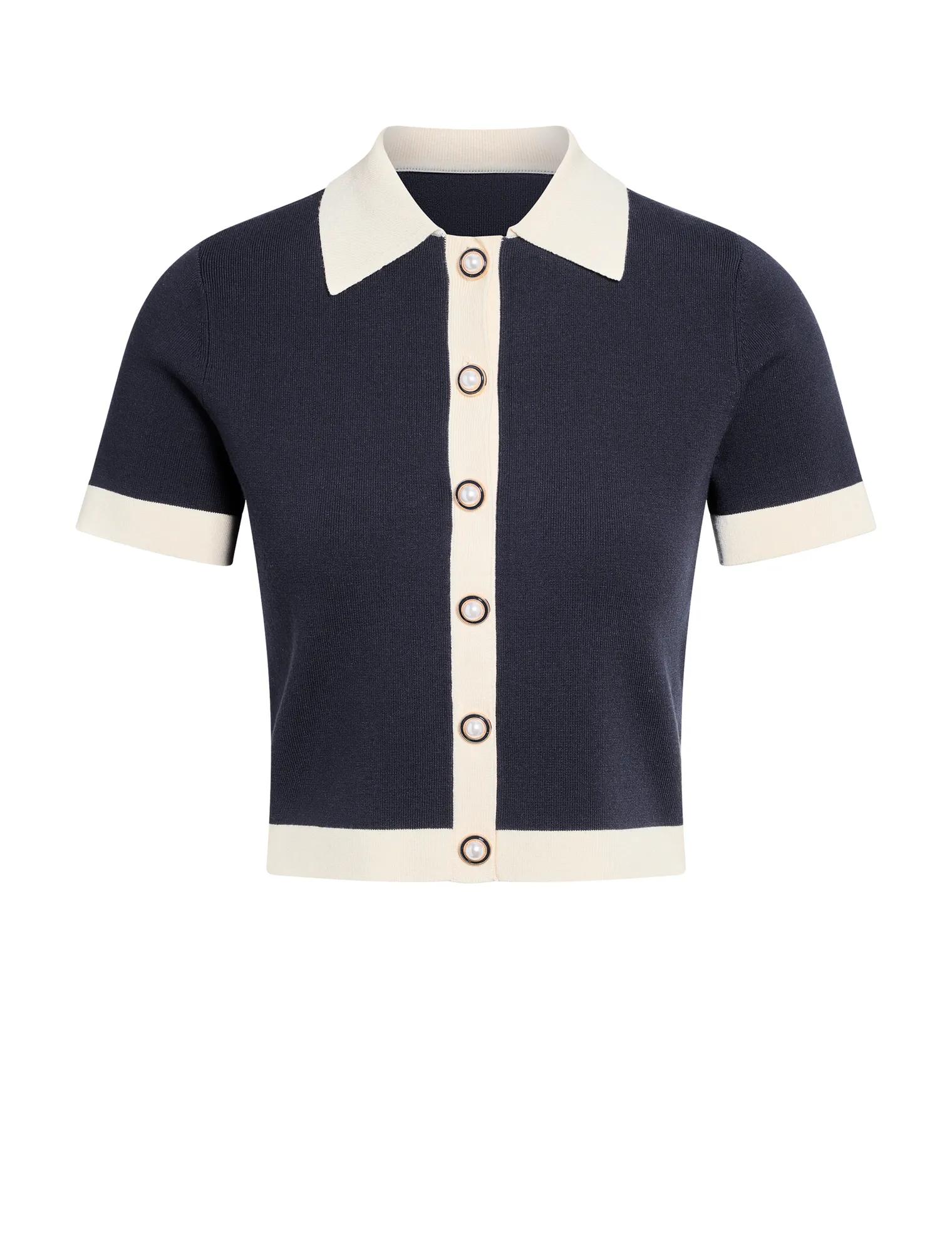 Farah Knitted Button Through Tee