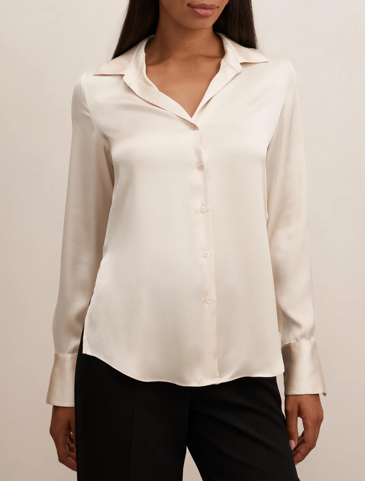 Harvey Notched Neck Satin Shirt