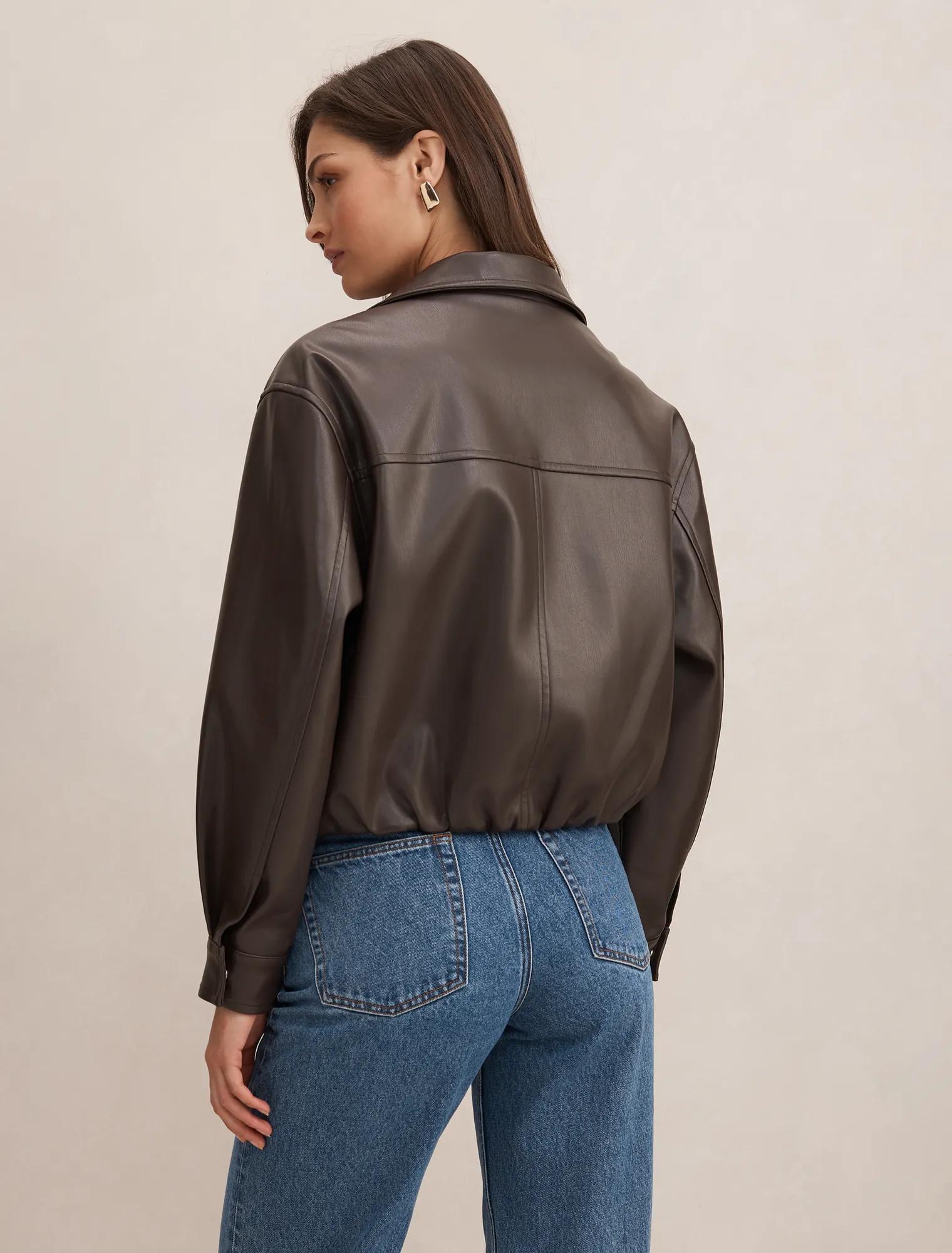 Julia PU Funnel Neck Jacket