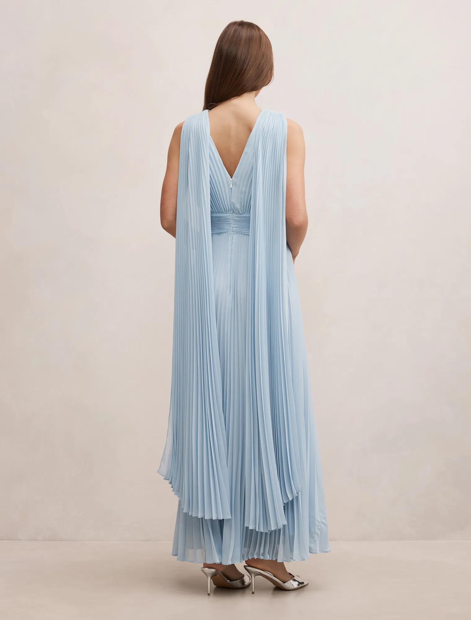 Leia Pleated Cape Maxi Dress