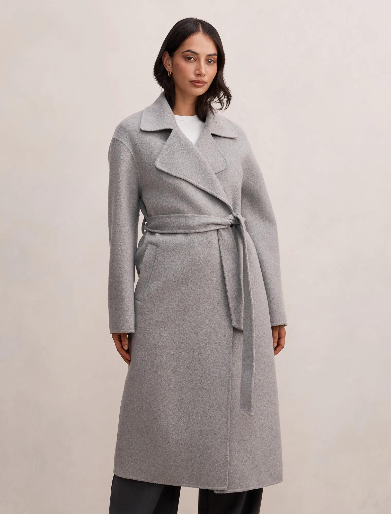 Forever New Women's Rebecca Relaxed Felled Coat in Grey, Size 8 Wool/Polyester/Acrylic