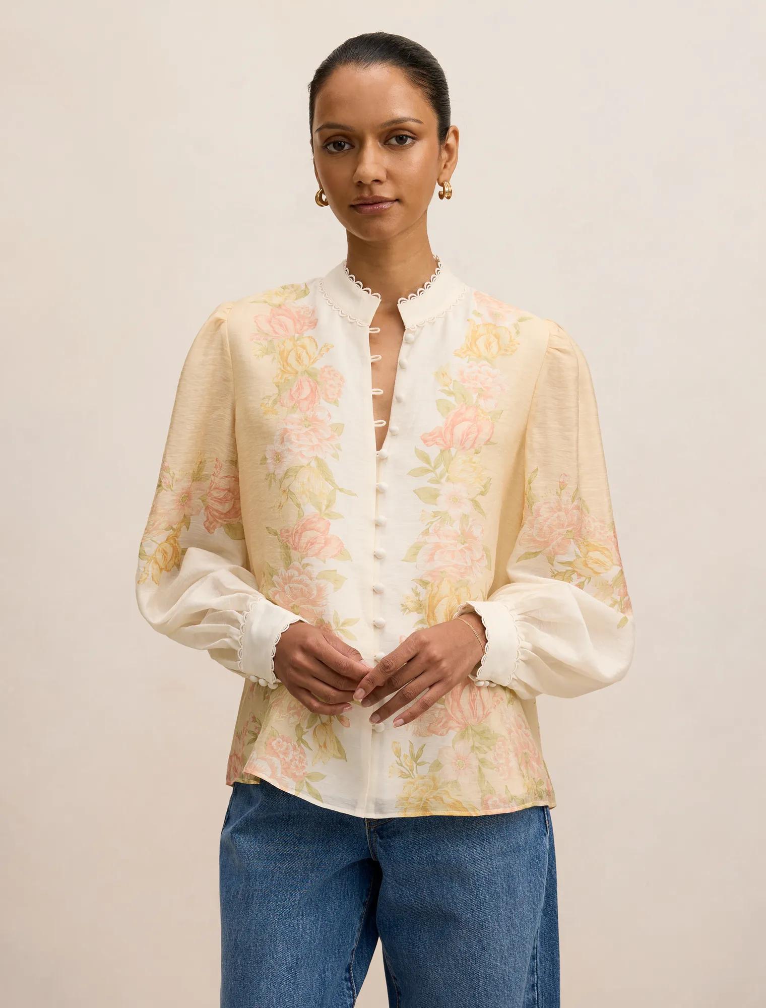 Emma Petite Trimmed Blouse