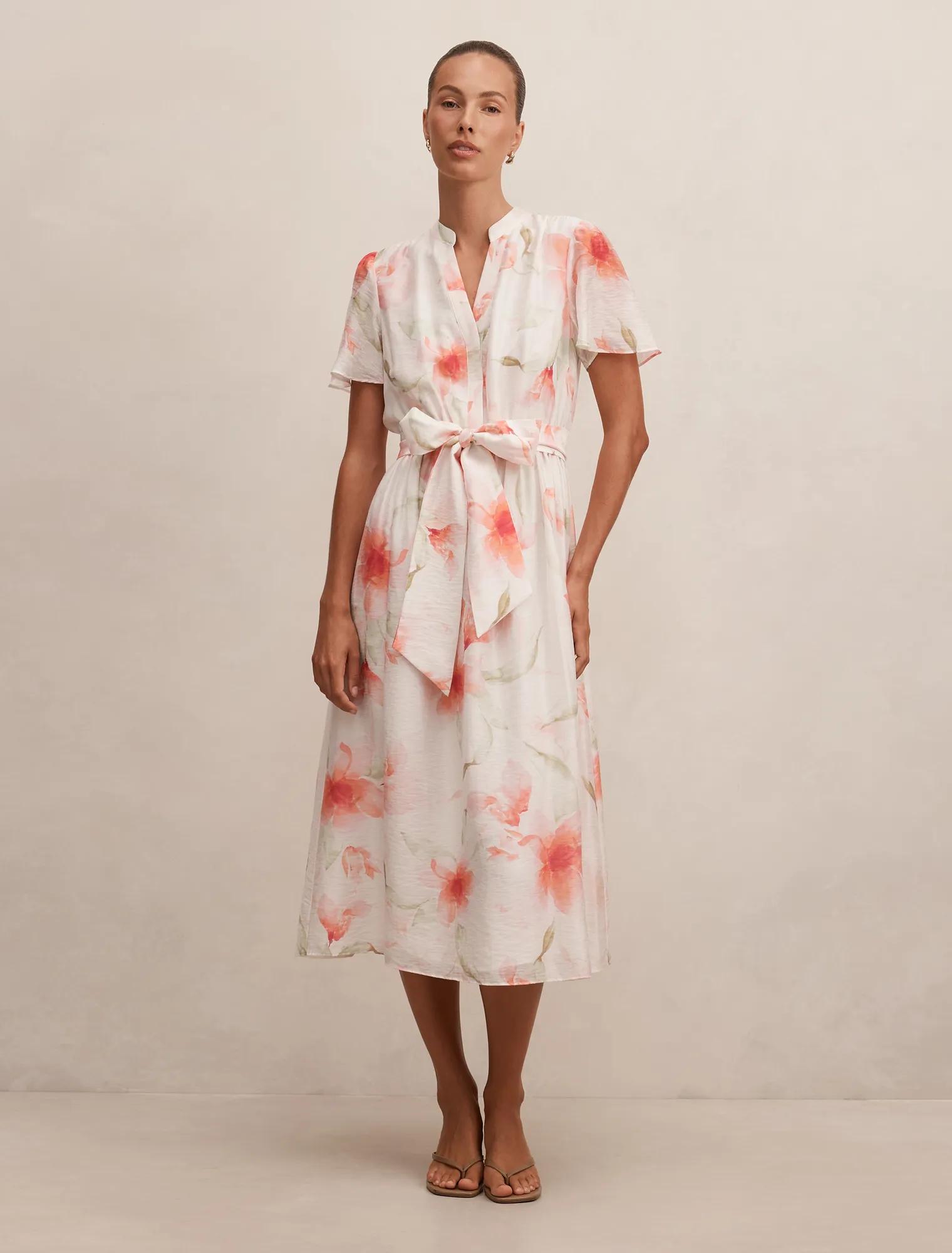 Dahlia Button Tie Midi Dress