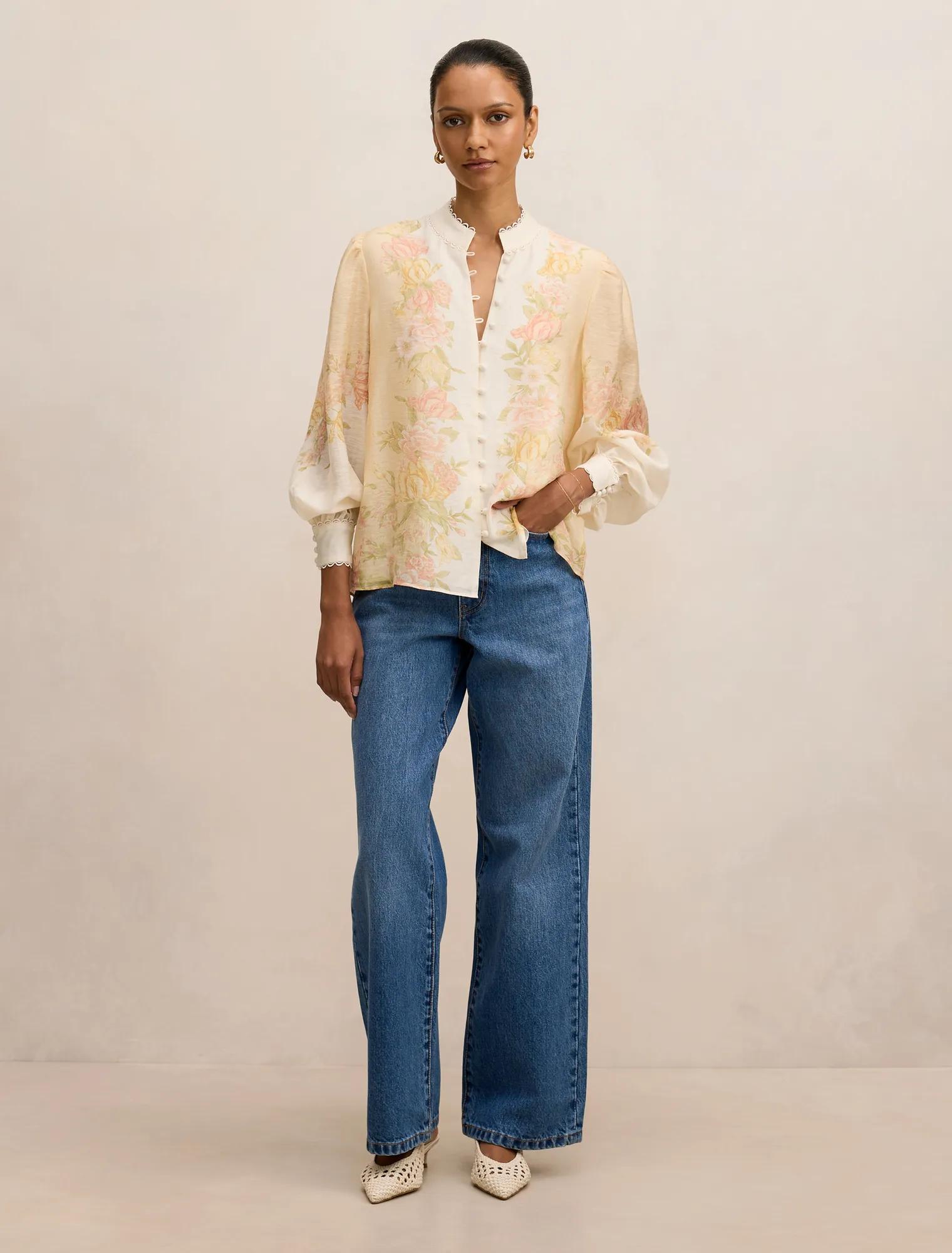 Emma Petite Trimmed Blouse