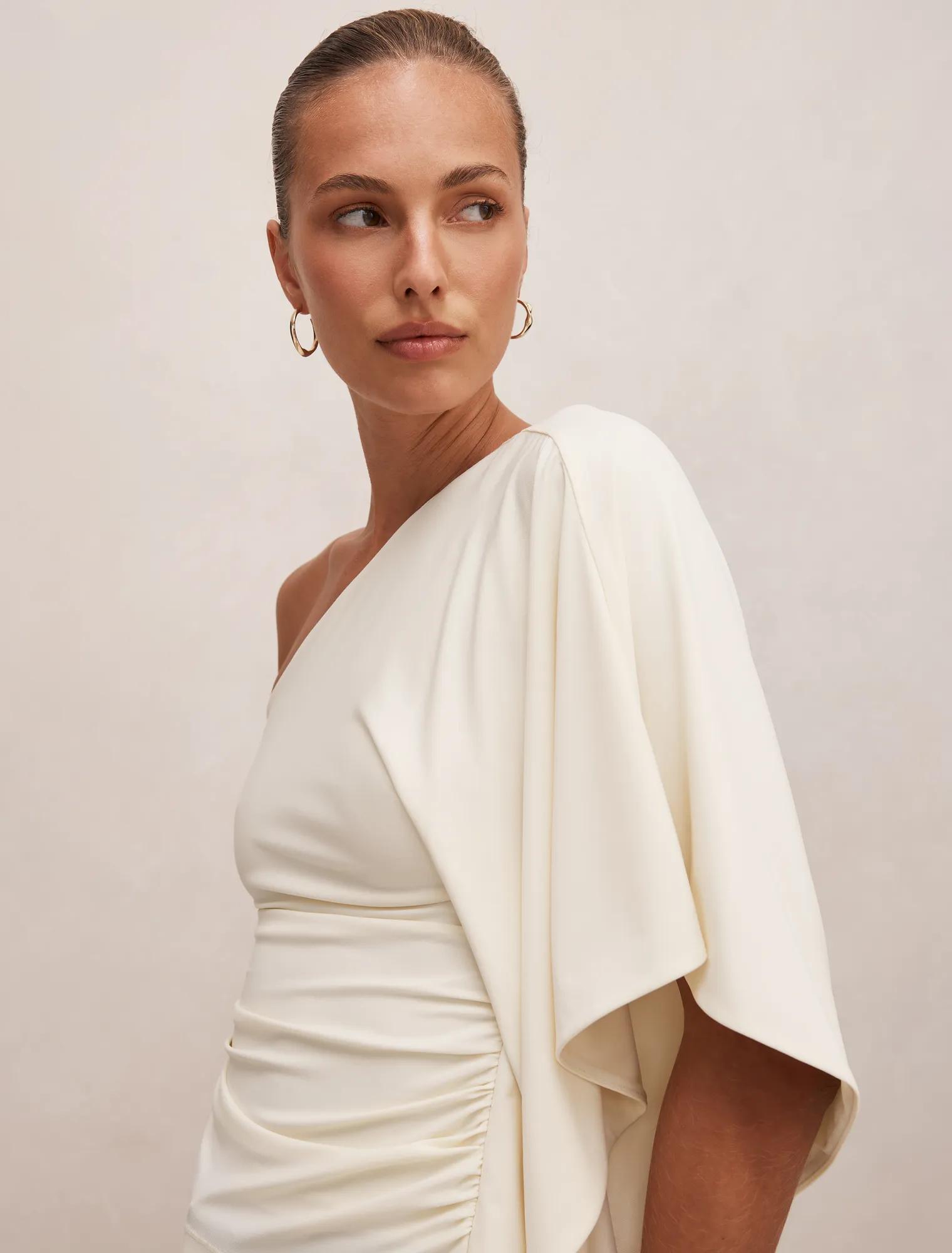 Olive One Shoulder Cape Top