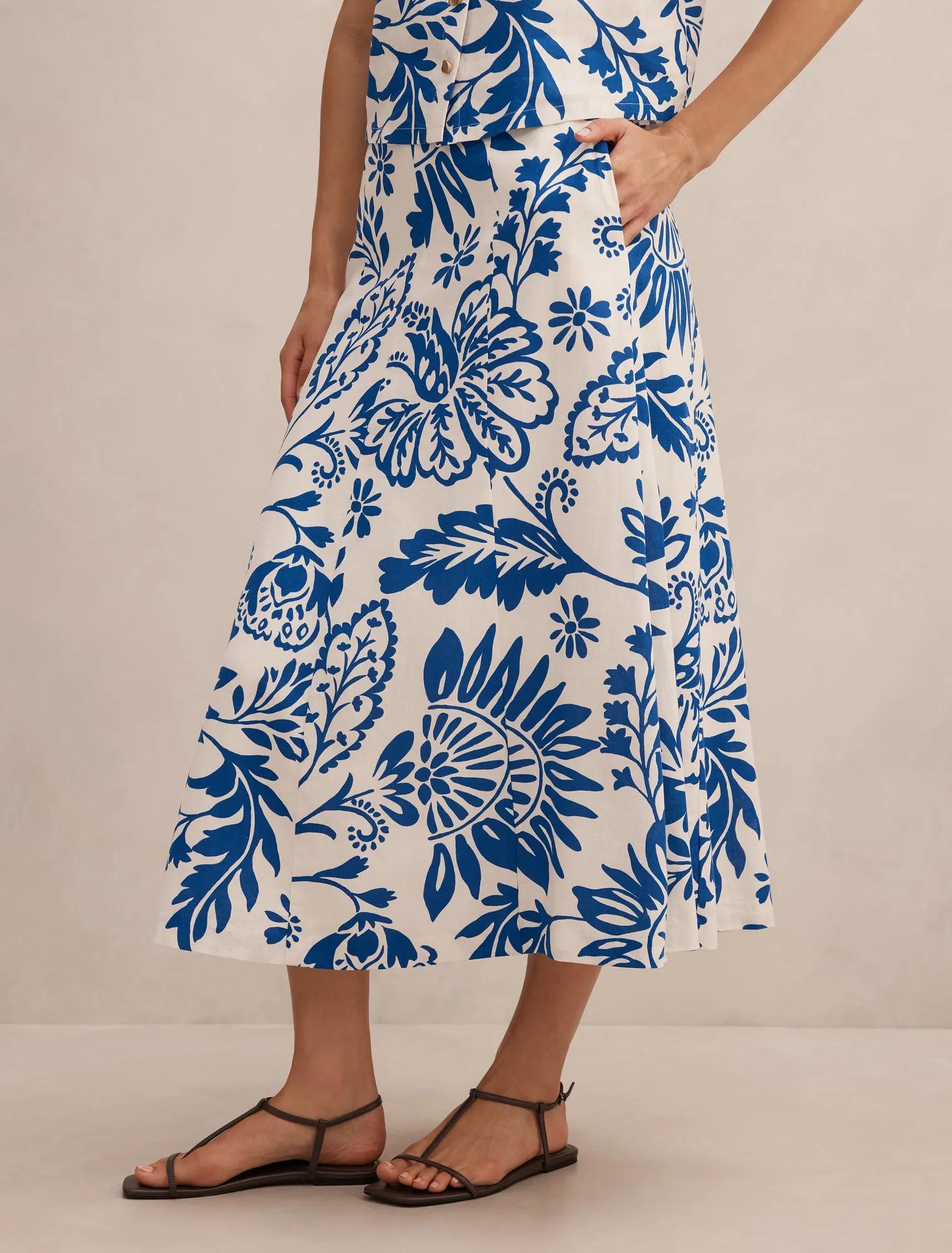 Darcy Printed Seamed Midi Skirt