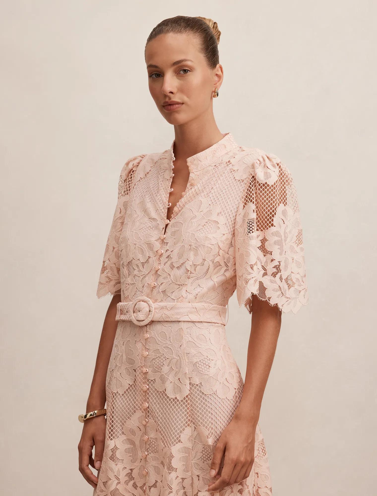 Liberty Flutter Sleeve Lace Midi