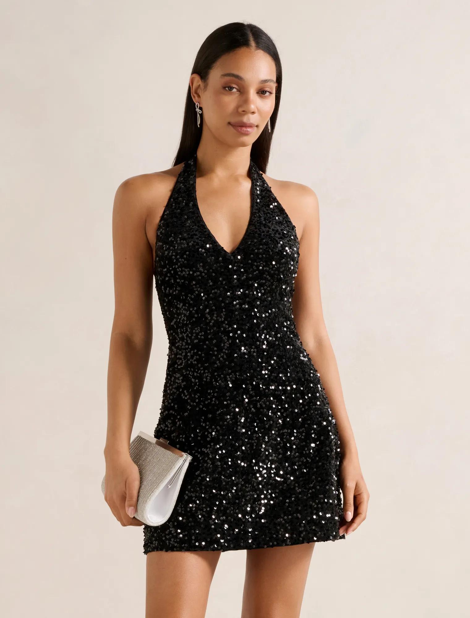 Riley Sequin Halter Mini Dress