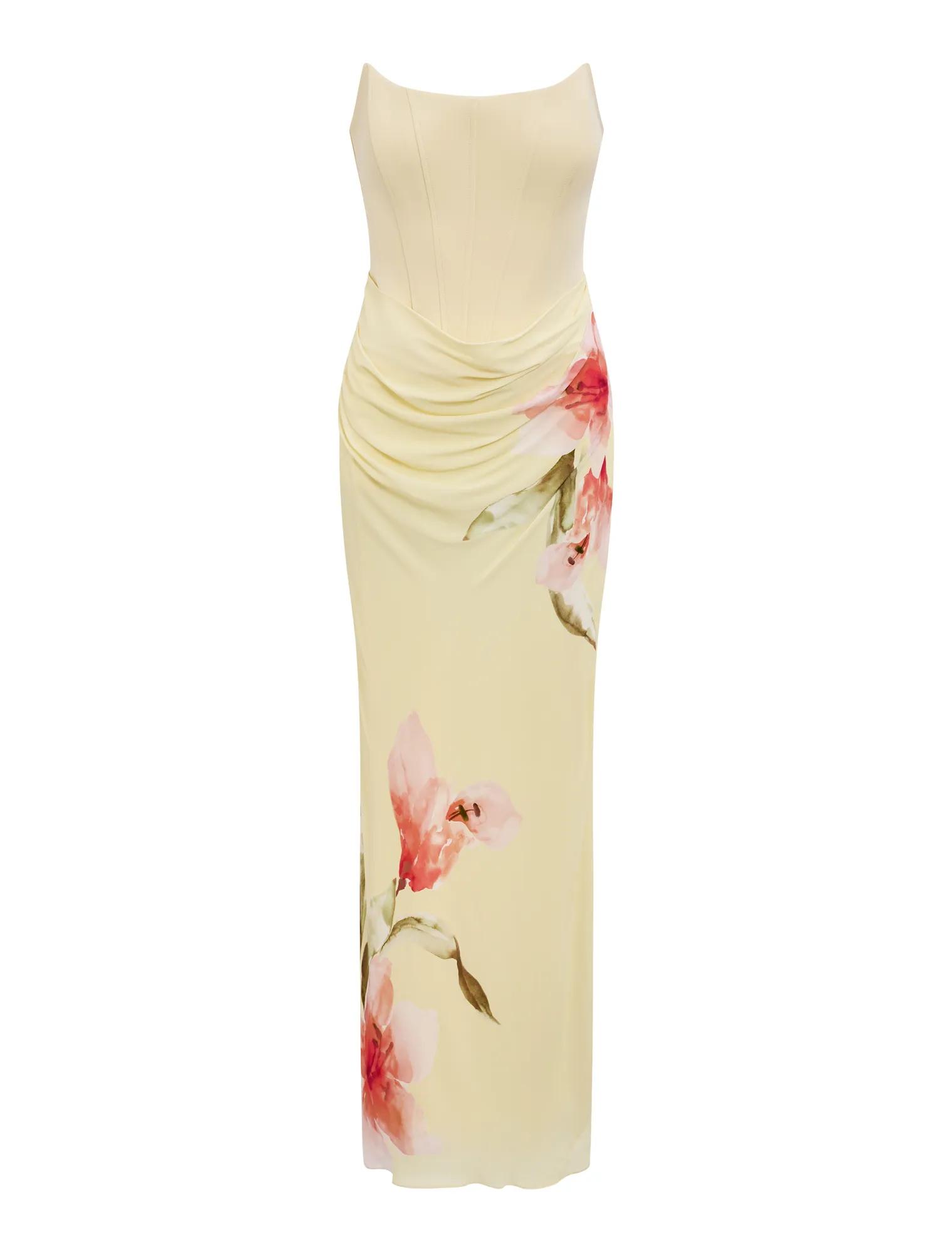 Isra Printed Strapless Maxi