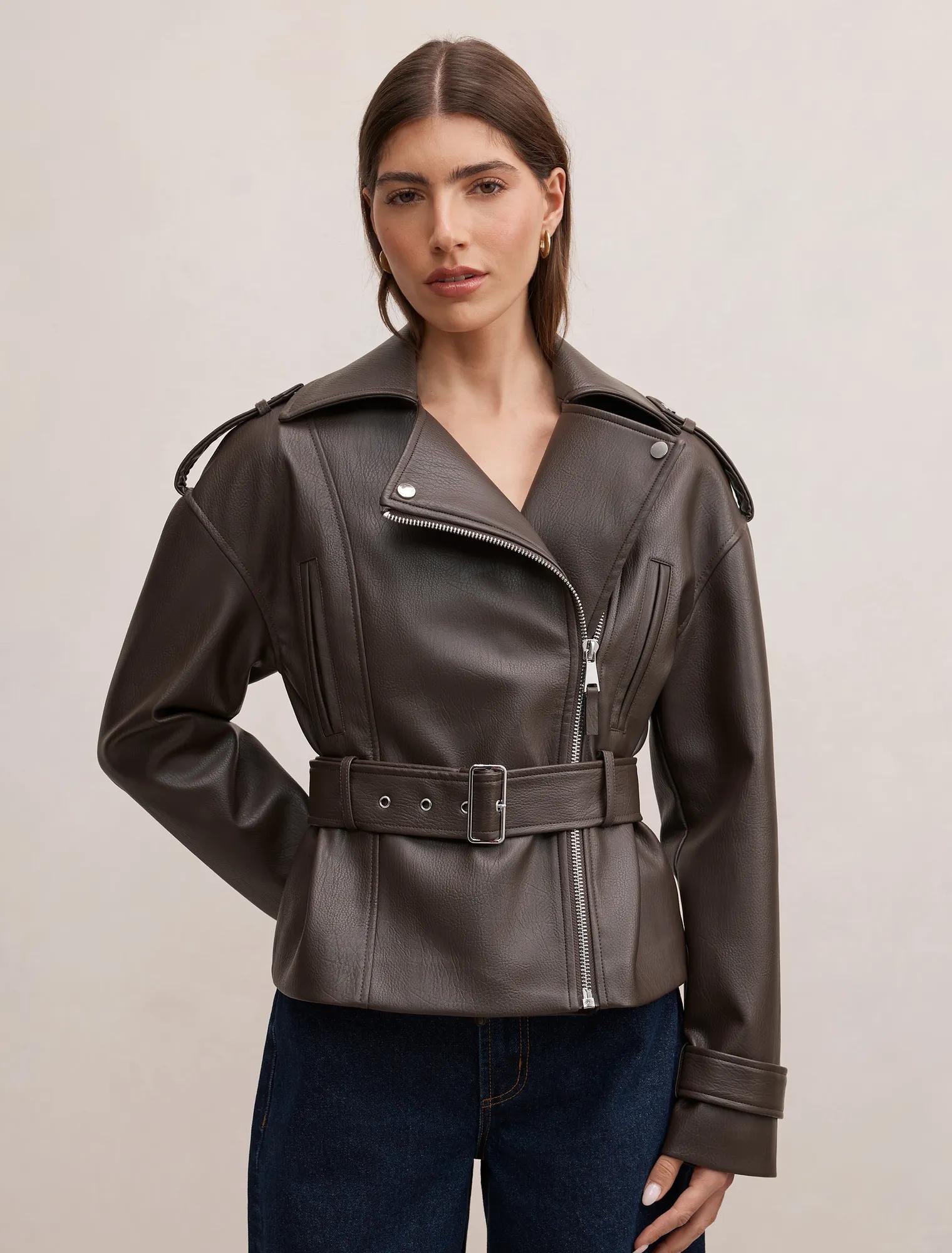 Brooklyn Belted Biker Jacket