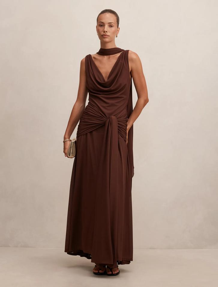 formal & gown brown dress Chocolate Brown Bridesmaid Dresses Long Bridesmaid Dresses With Short  Sleeves V Neck Bridesmaid Dress Bridesmaids Dresses For Plus Size Women main image 1