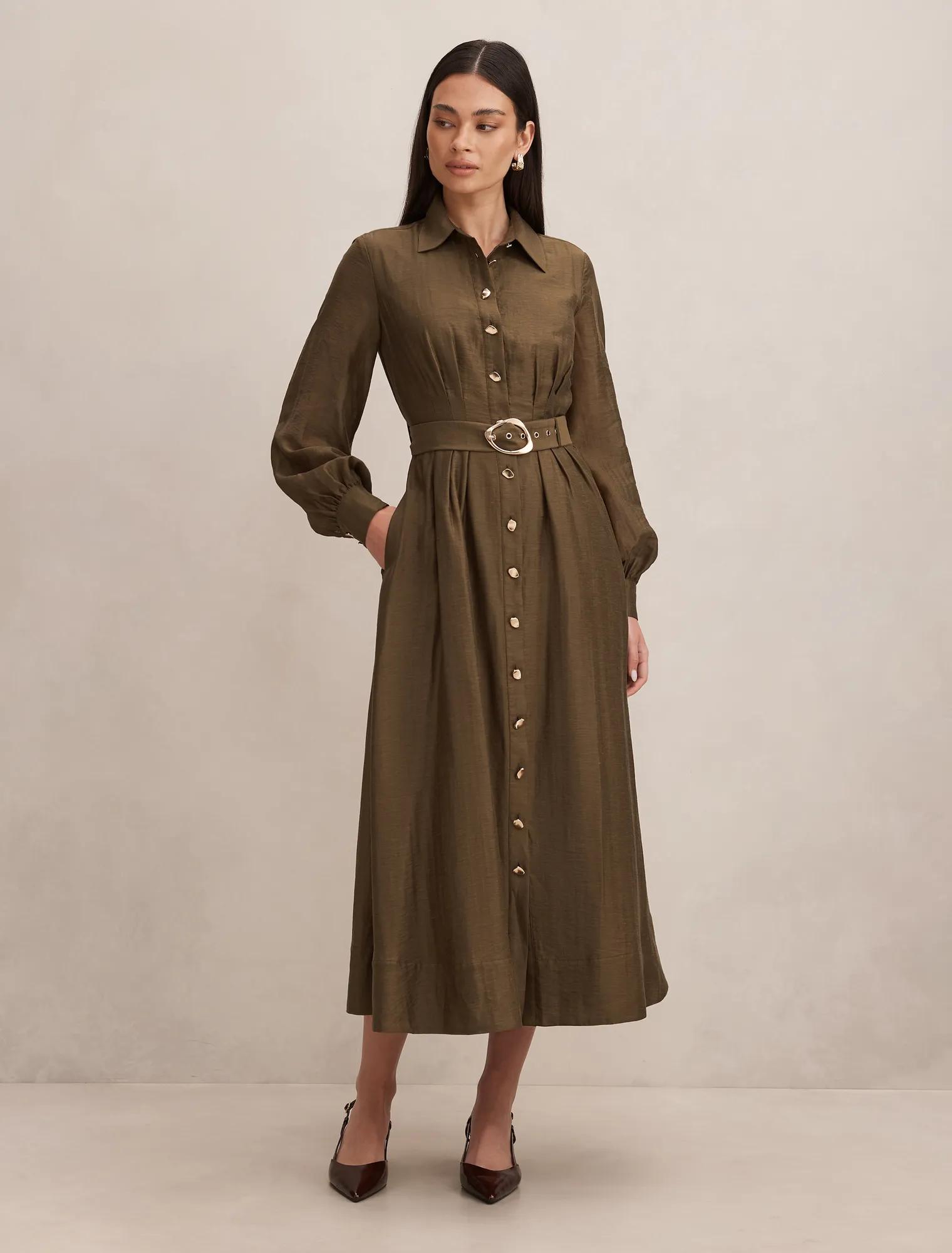 chinese dress ladies Long scoopneck wool or cotton dress