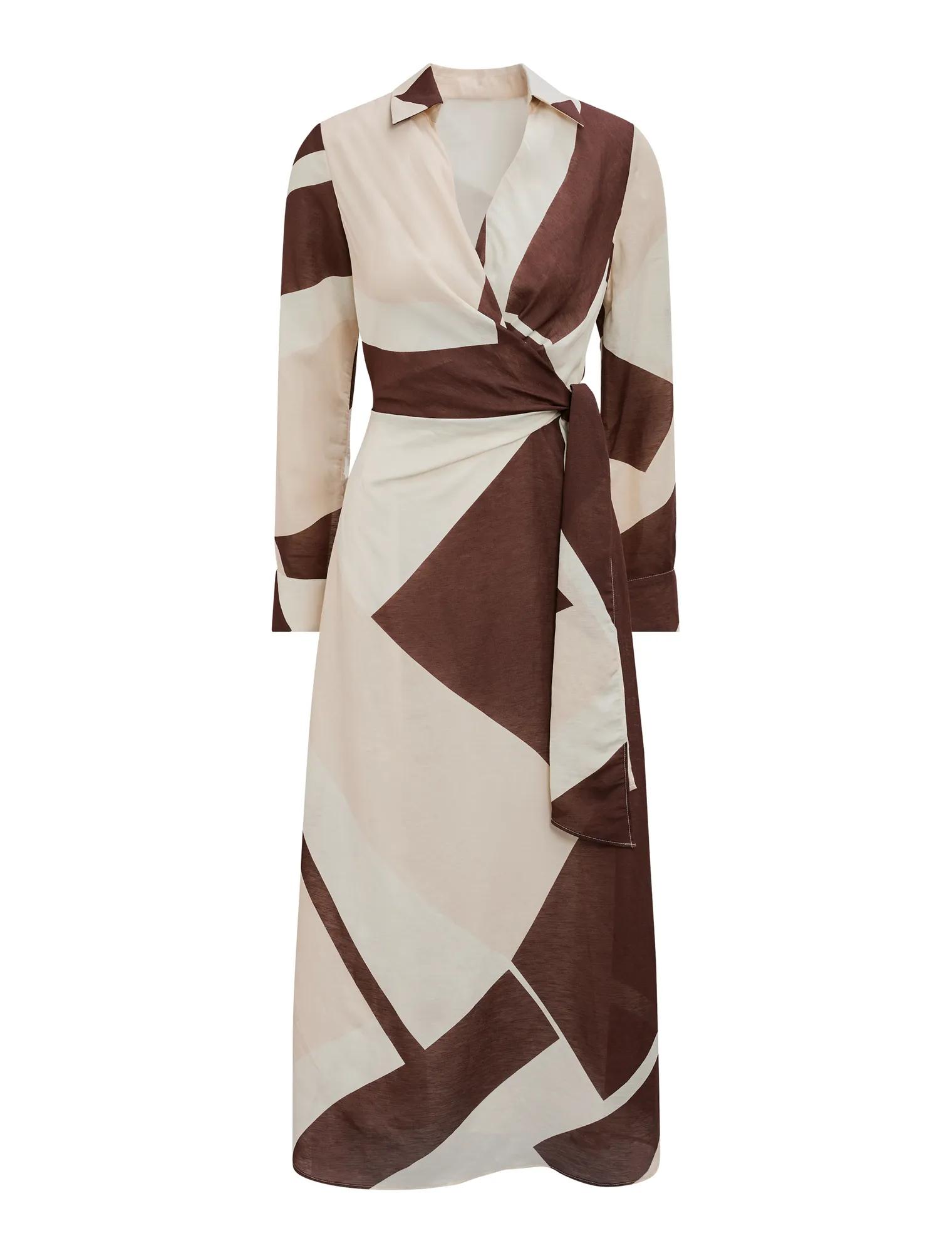Angelina Long Sleeve Tie Midi Dress