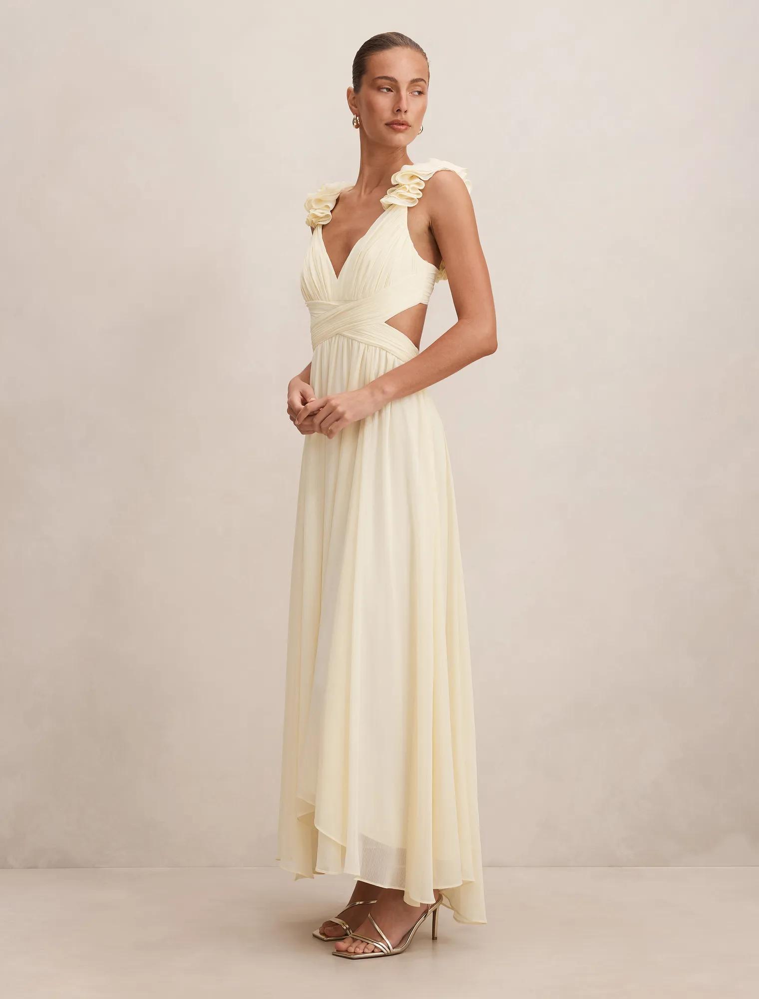 Selena Ruffle Shoulder Maxi Dress