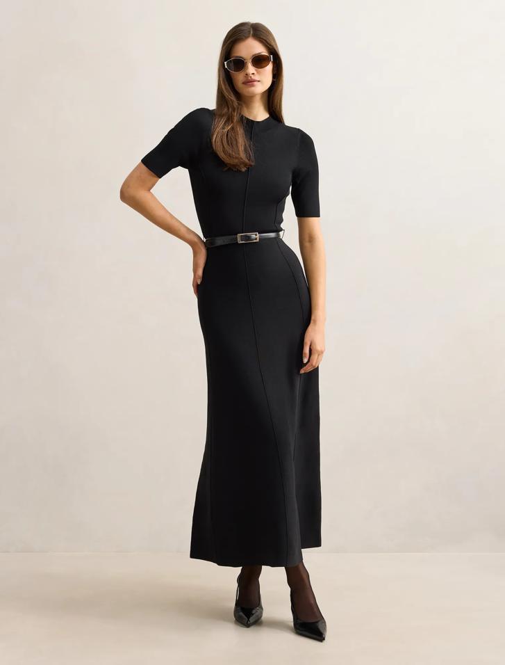 Josie A-line Knit Midi Dress in black - Size 0 to 12 - Womens Midi Dresses