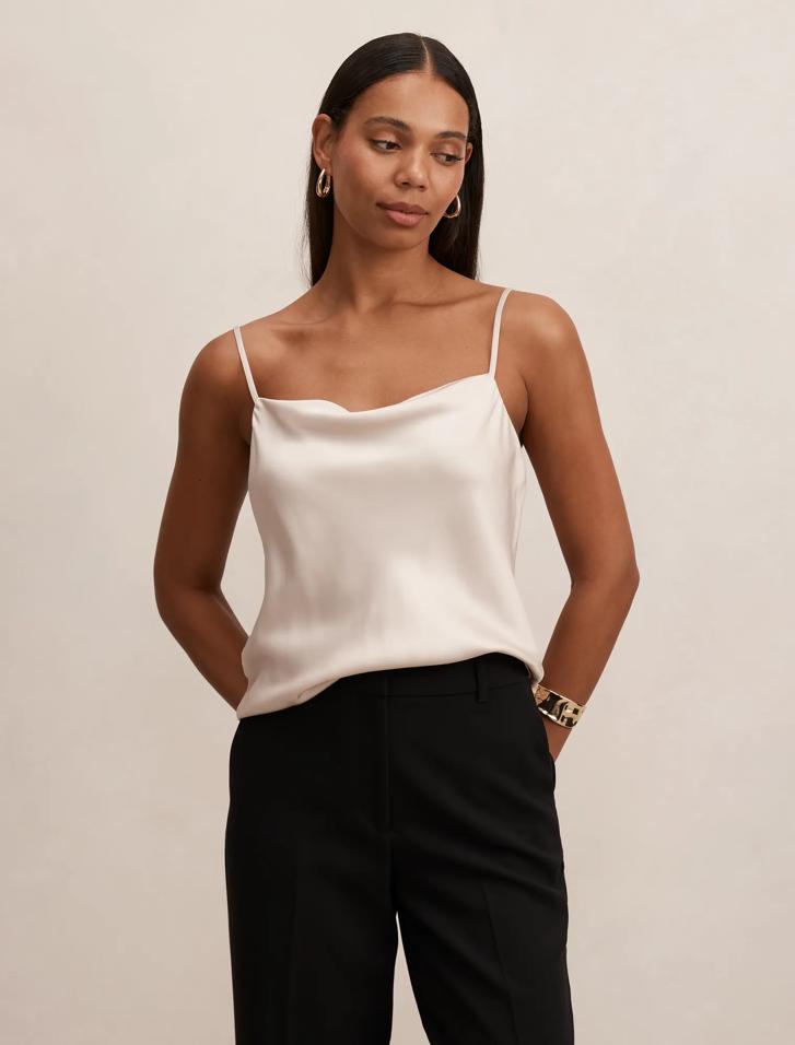 Tamsyn Satin Cami Top in Black - Size 4 to 16 - Womens Cami Tops