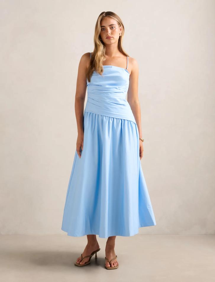 knee length dresses for ladies ASHTON RUFFLE MIDI DRESS (CORAL ABSTRACT) | Love Cherish