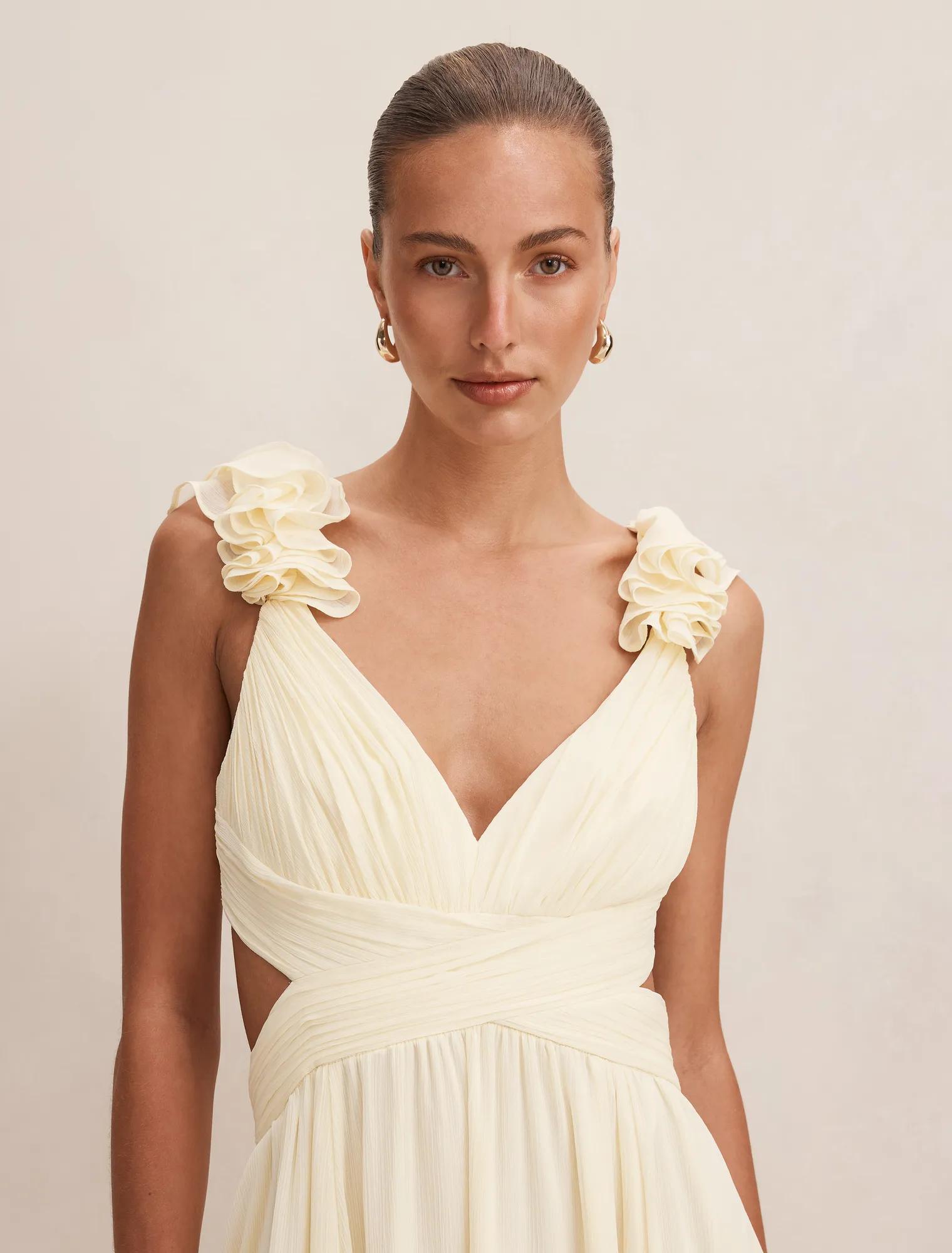 Selena Ruffle Shoulder Maxi Dress