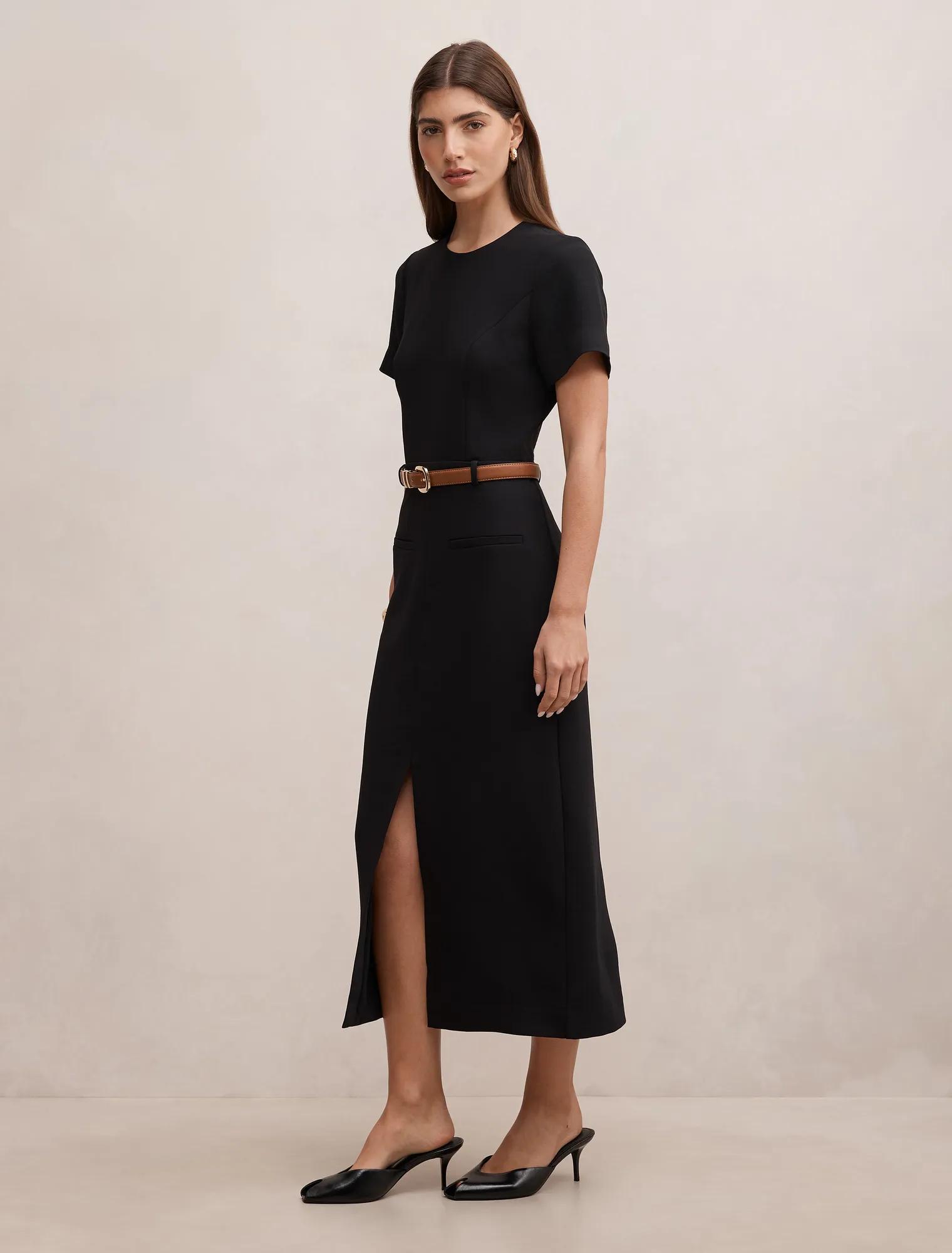 Bailee Belted Tailored Midi Dress