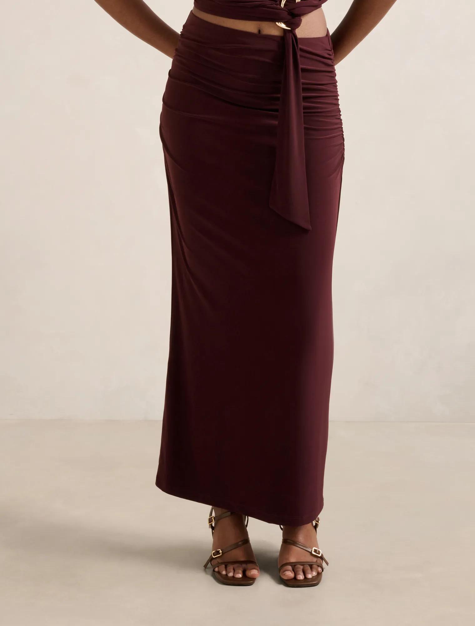 Jazelle Petite Jersey Maxi Skirt in Brown - Size 0 to 12 - Womens
