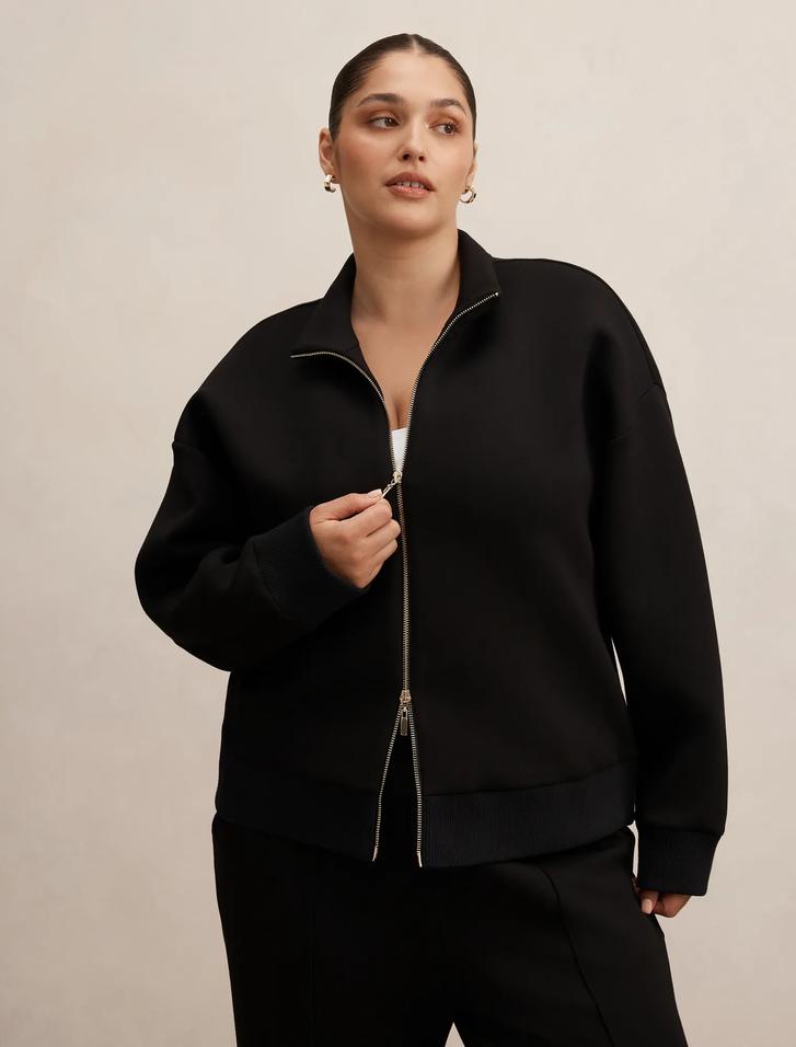 Black Jacket - Hannah Curve Zip Lounge - Size 16 to 24 - Womens Plus ...
