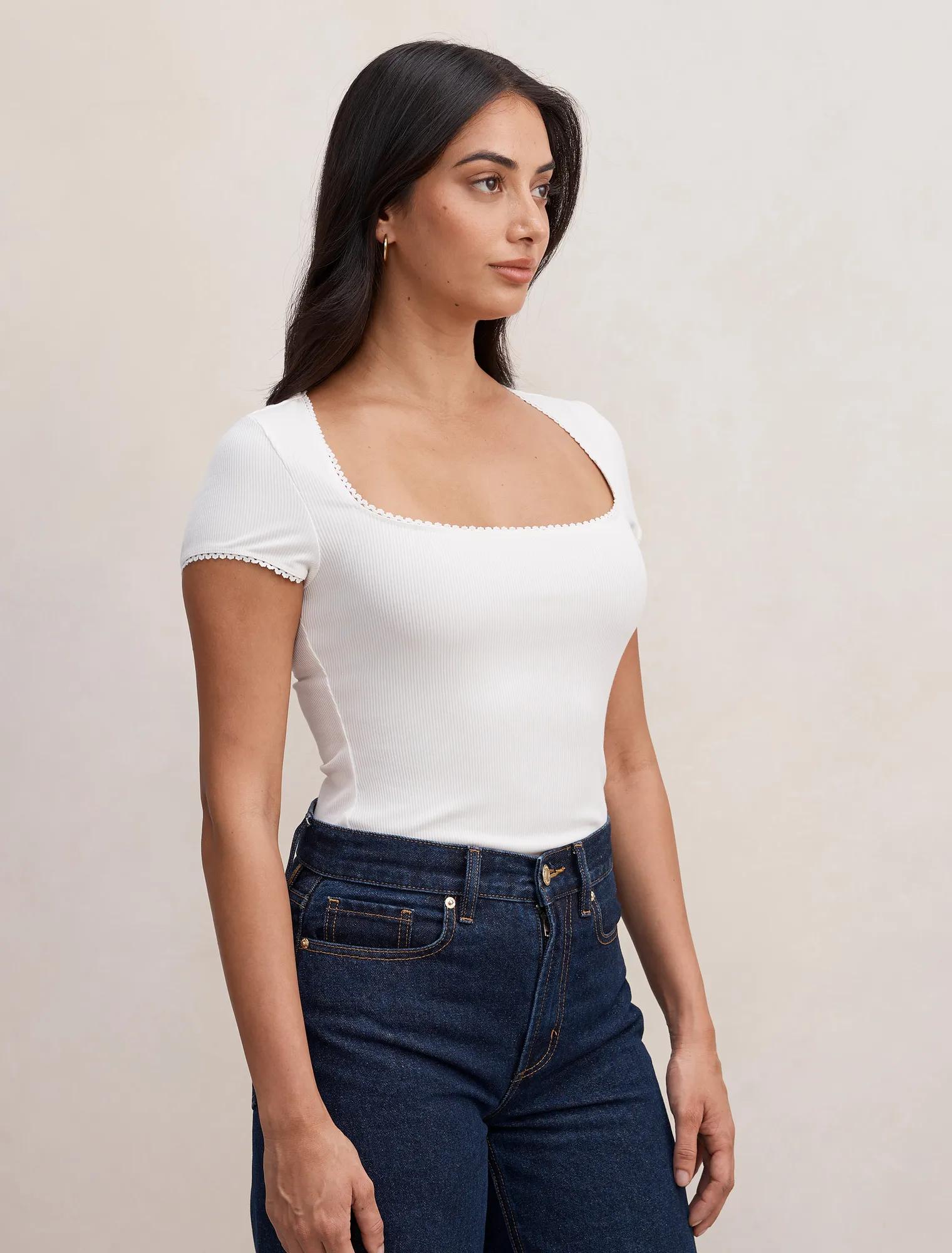 Esther Scoop Neck Trim Tee