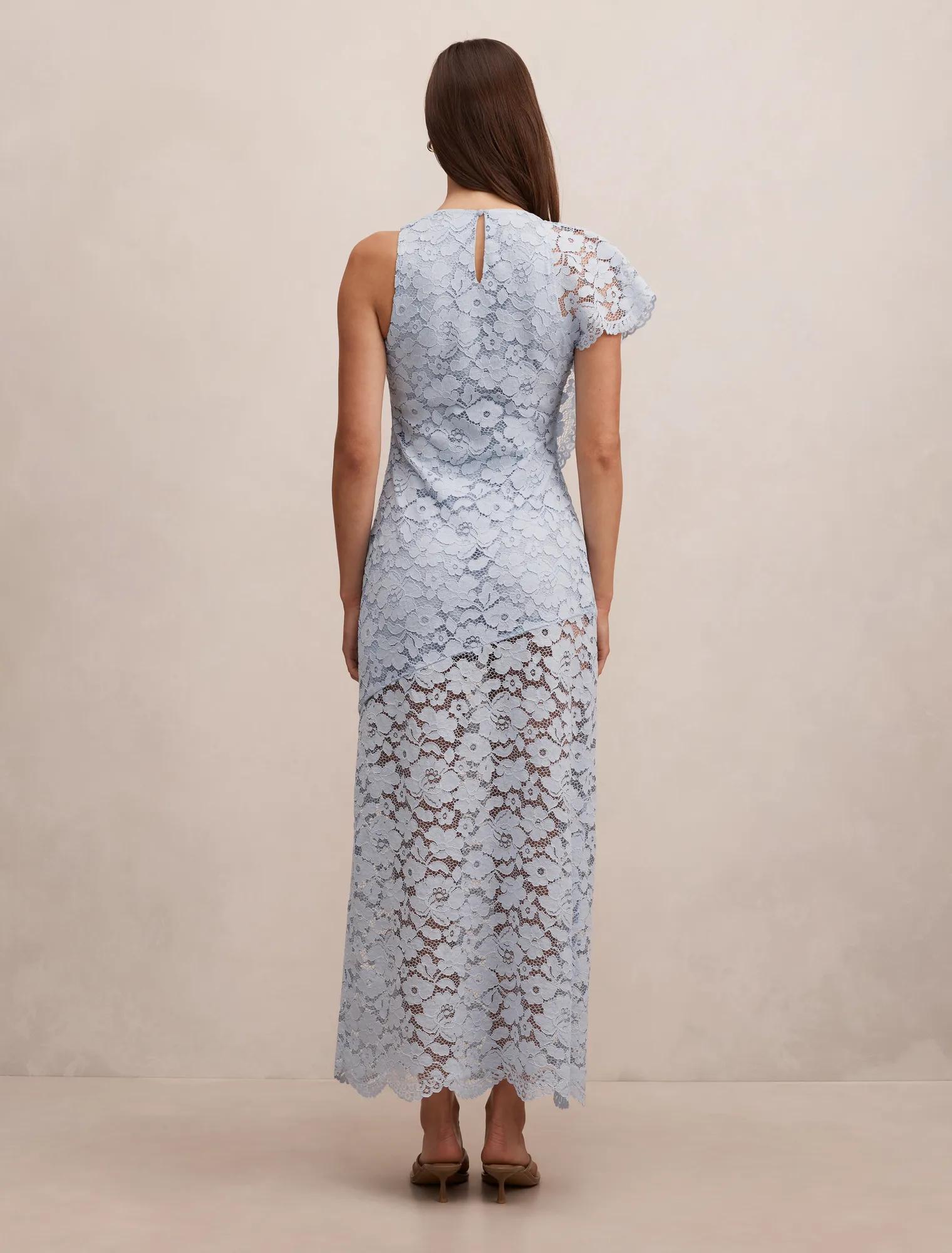 Livvie Asymmetric Lace Maxi Dress