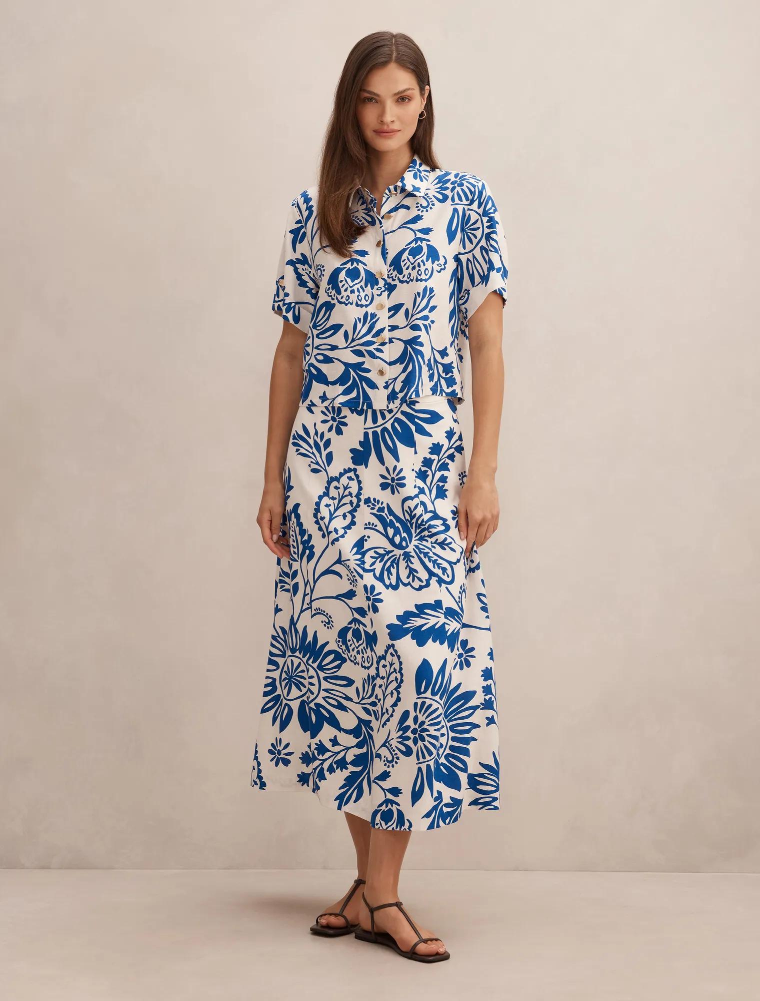 Darcy Printed Seamed Midi Skirt