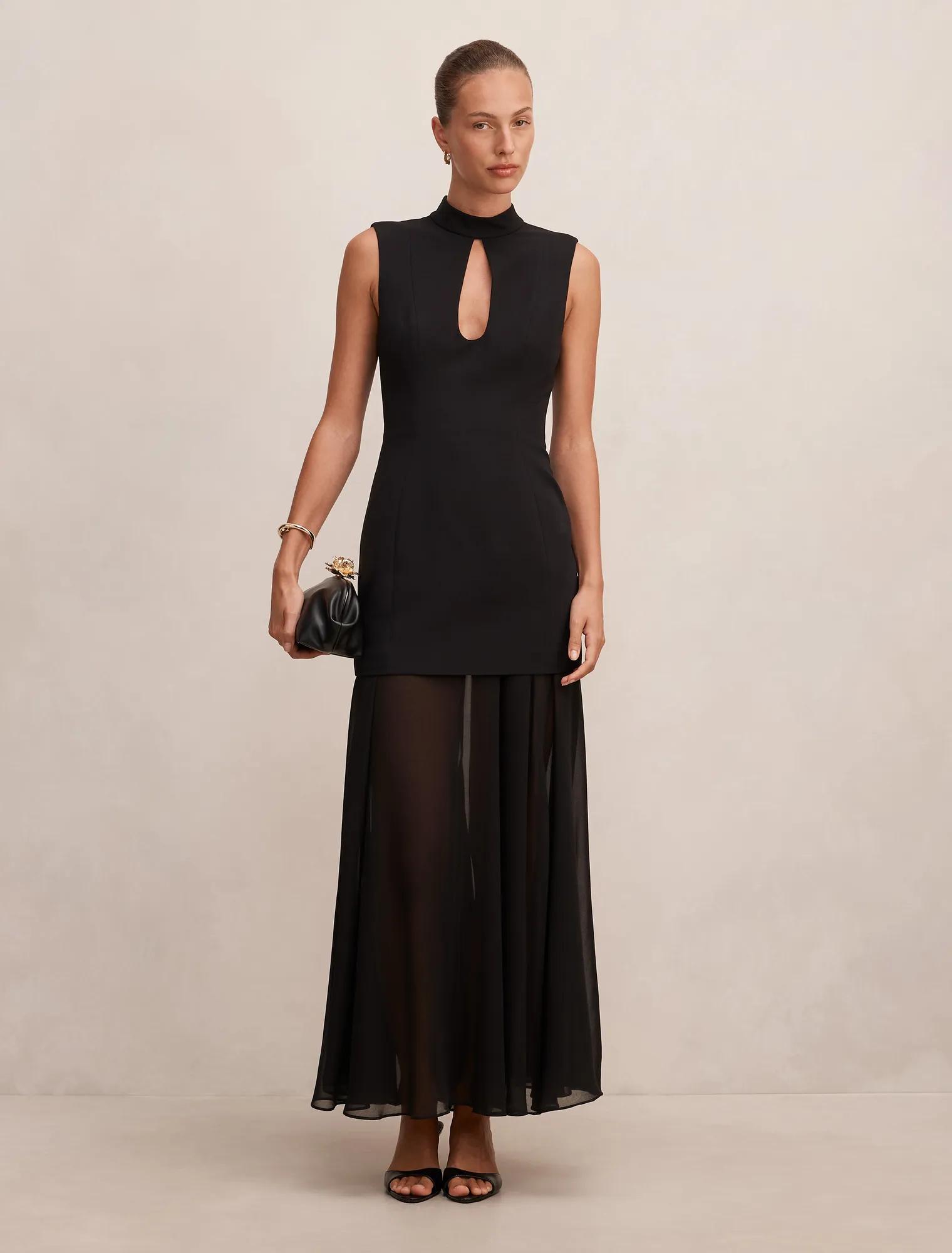 black empire dress A-Line Off The Shoulder Black Empire Waist Wedding Guest Dress, Black / XL