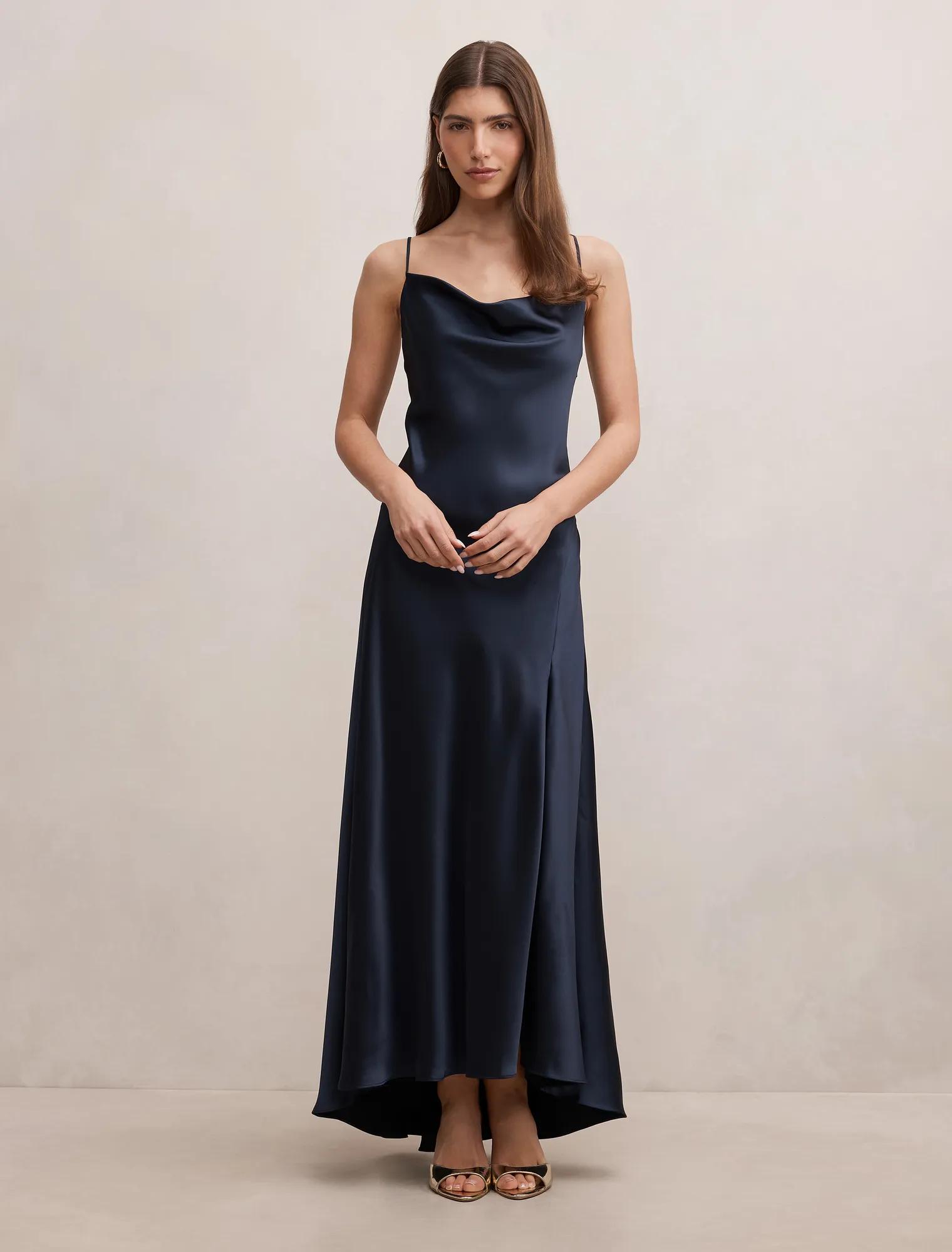 Tilesha Satin Cowl Slip Maxi