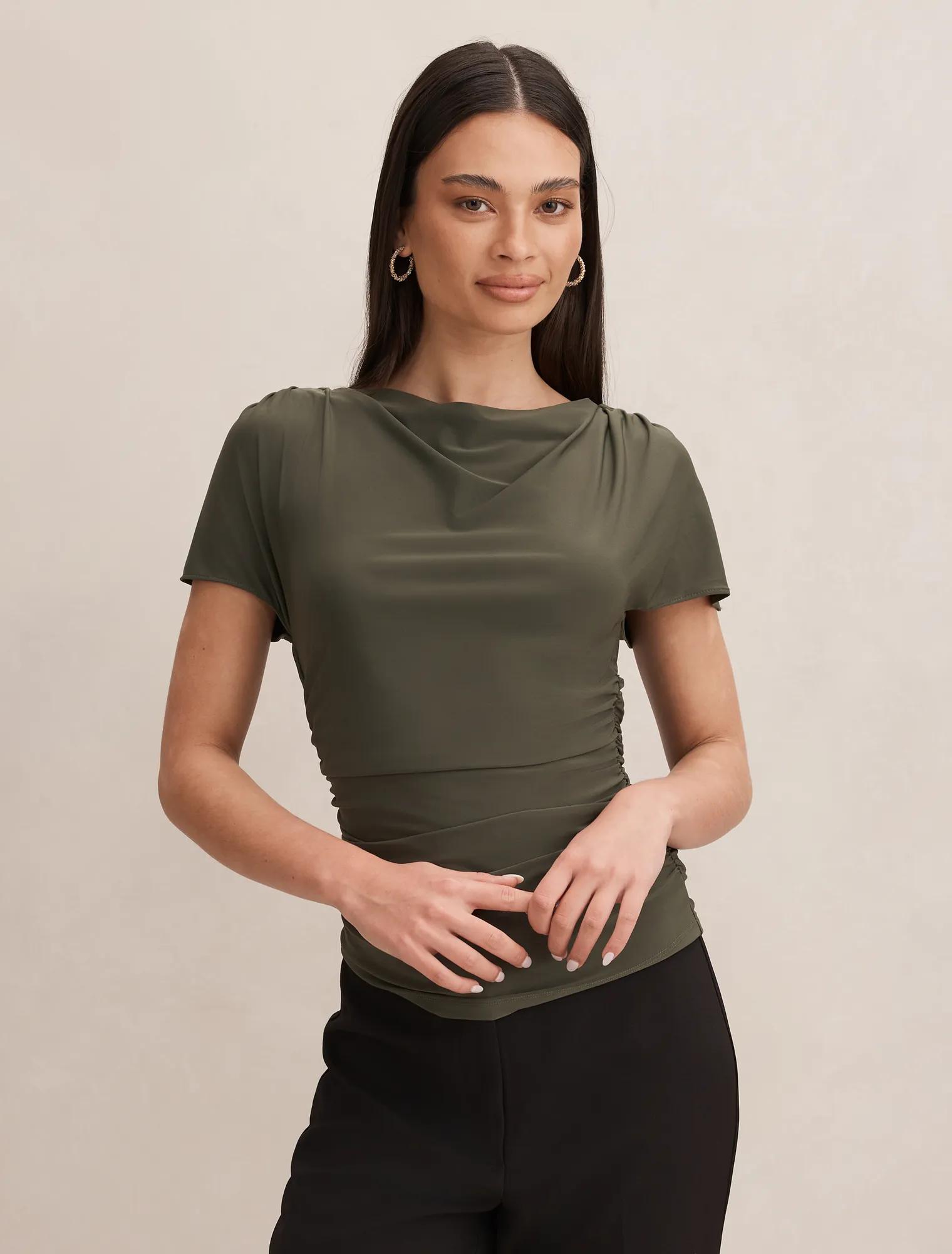 Stormi Spliced Shoulder Top in Green - Size 0 to 12 - Womens