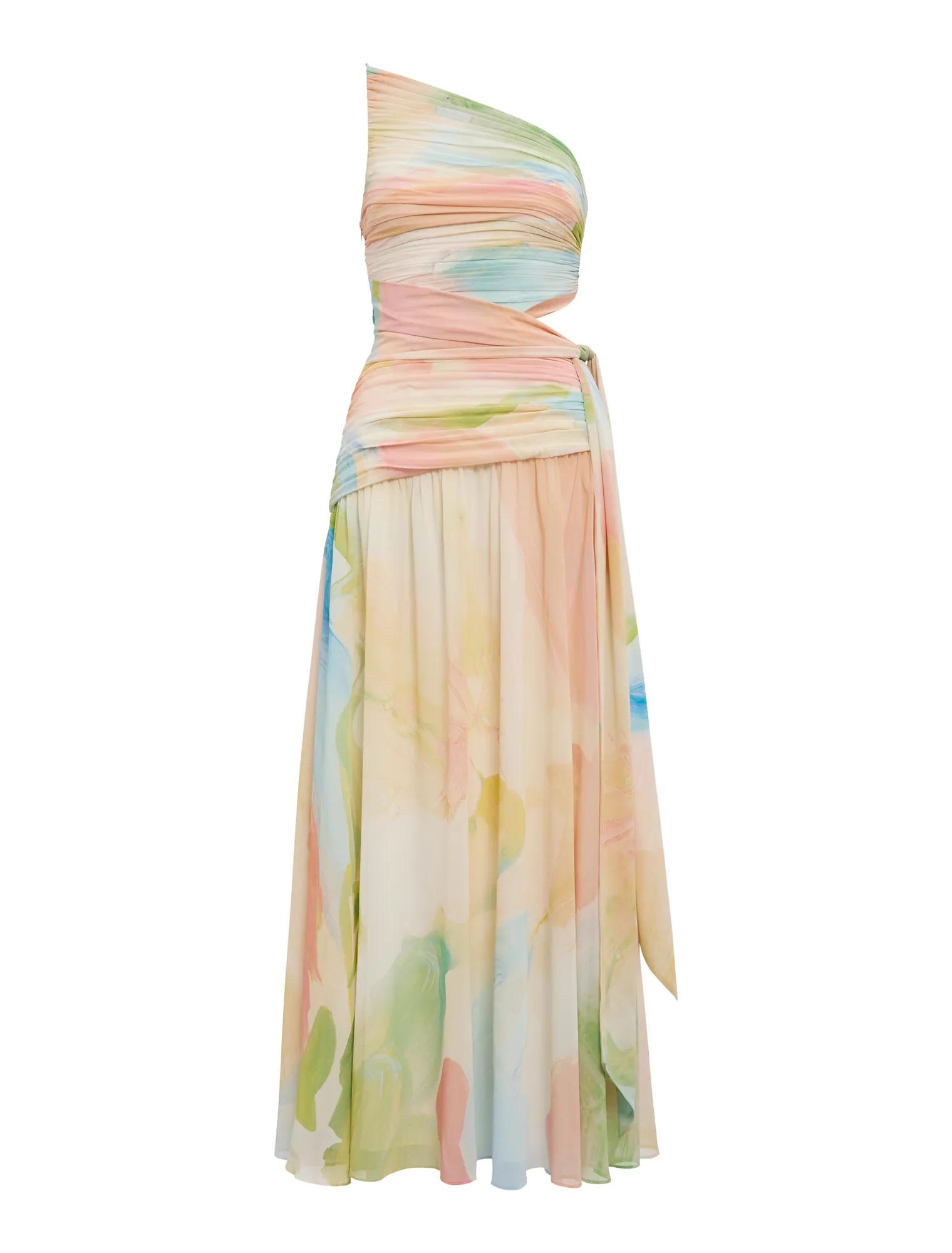 Connie Ruched Asym Maxi