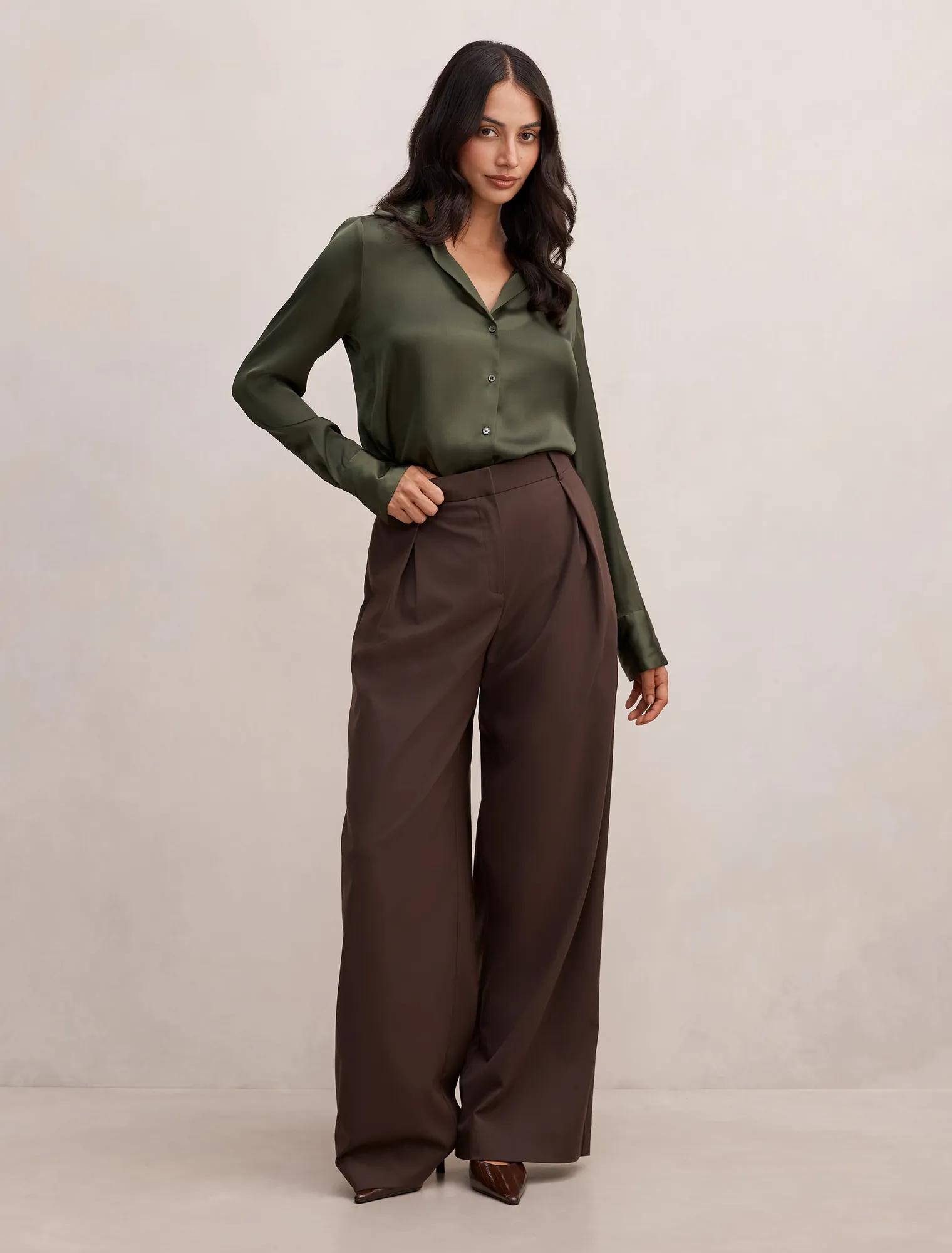 Harvey Notched Neck Satin Shirt