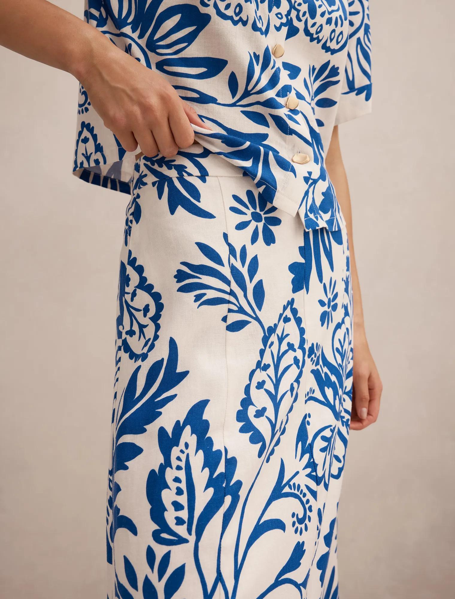 Darcy Printed Seamed Midi Skirt