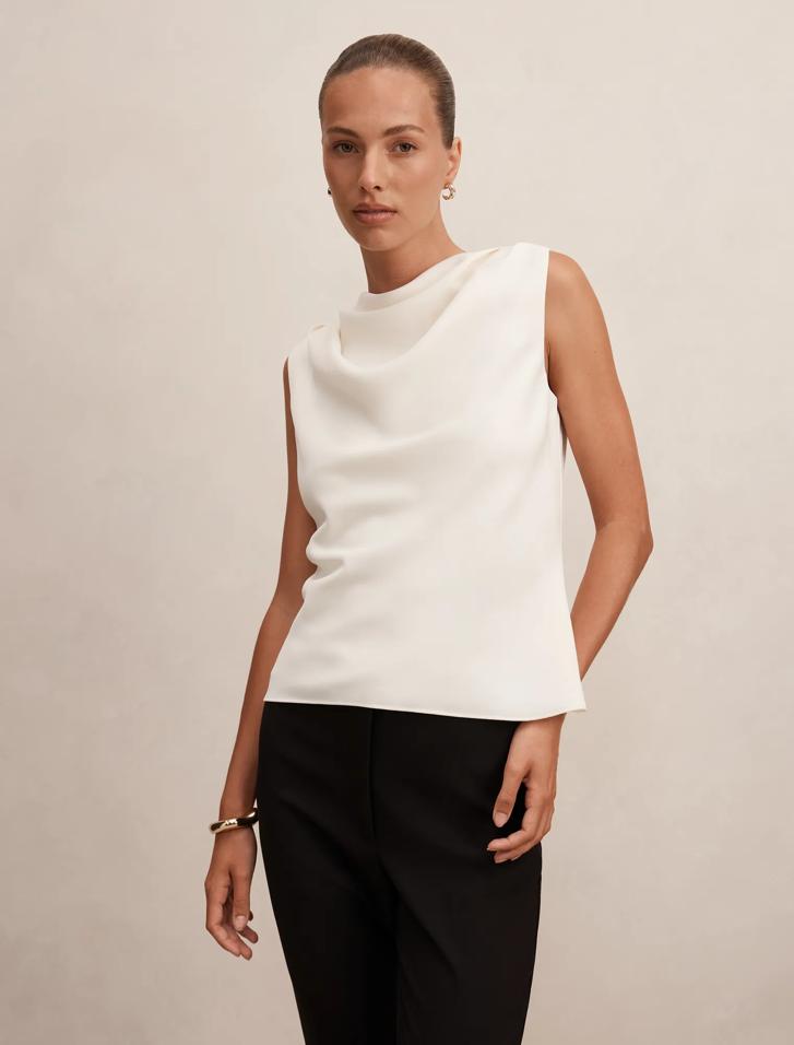 Cream Sleeveless Top - Scout Sleeveless Drape - Size 0 to 12
