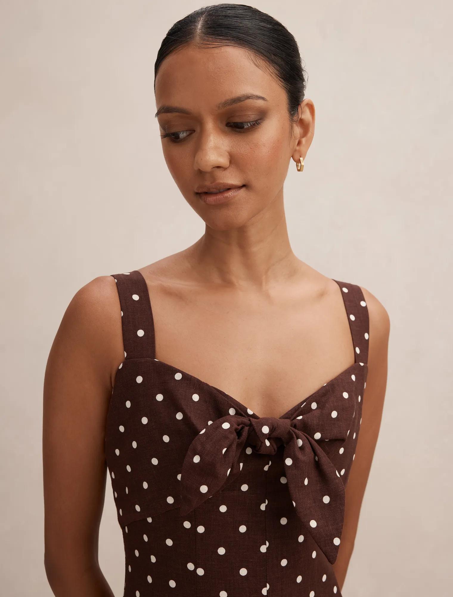 Kara Petite Tie Front Linen Midi