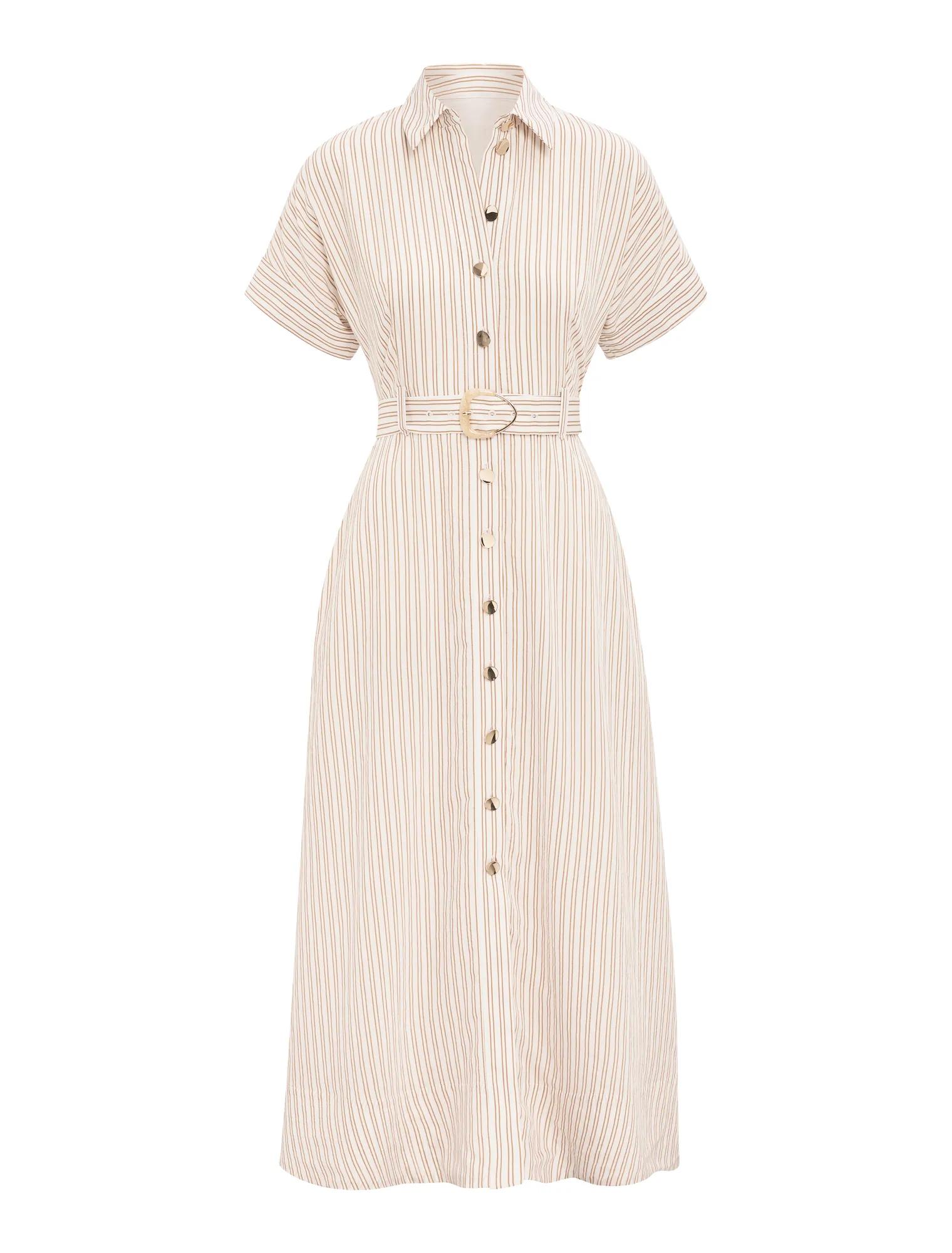 Emma Stripe Shirt Midi Dress