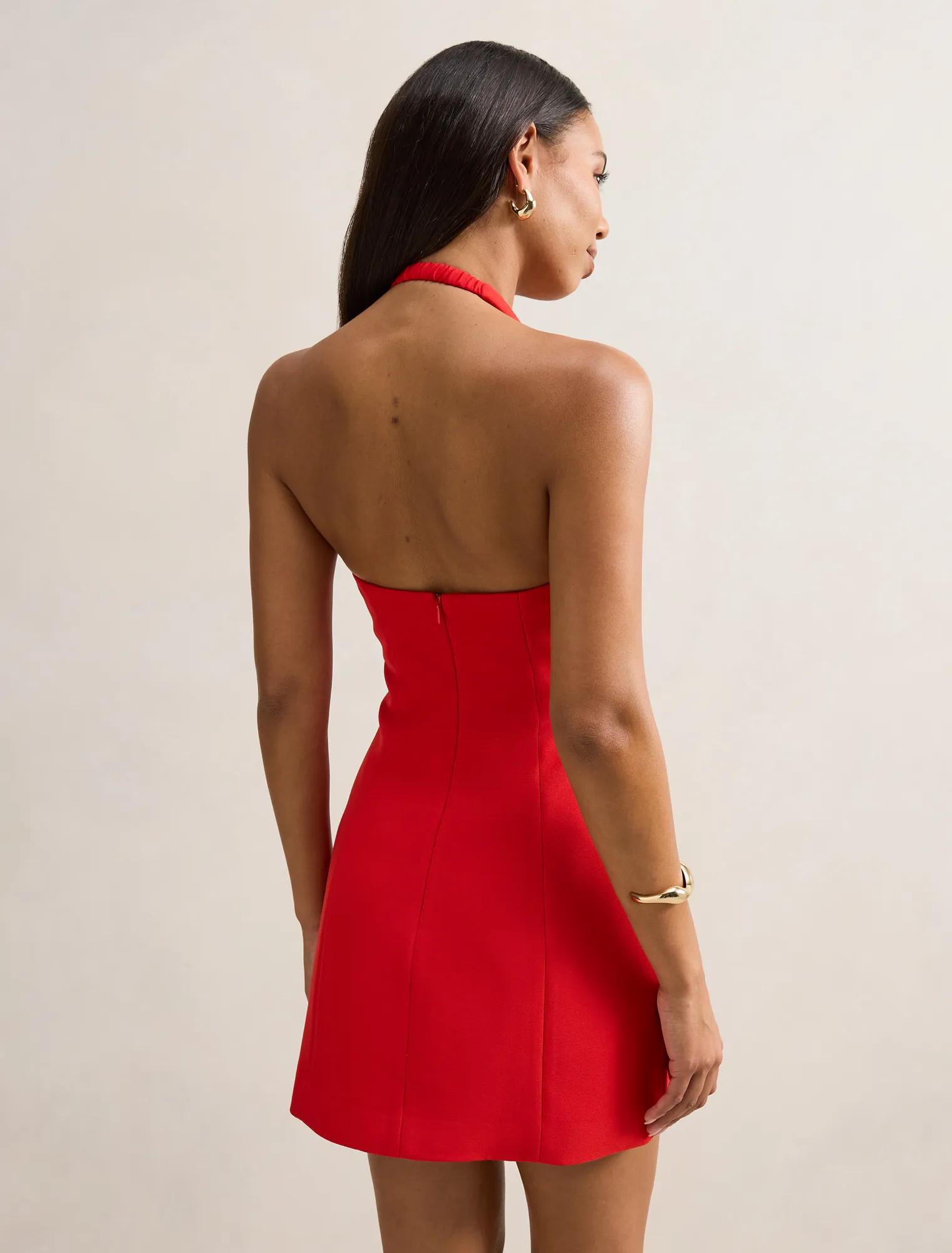 Letta Crepe Halter Mini Dress