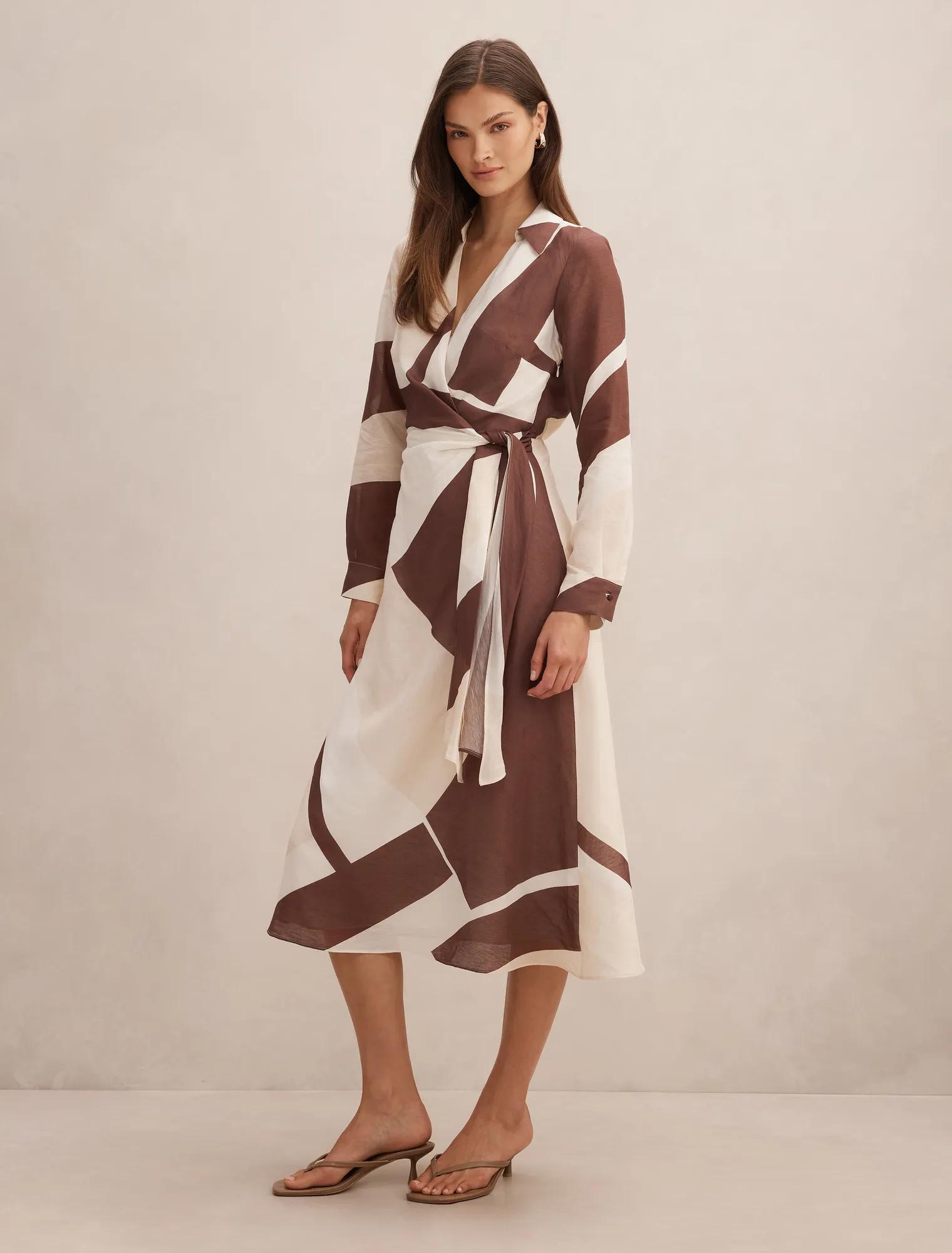 Angelina Long Sleeve Tie Midi Dress