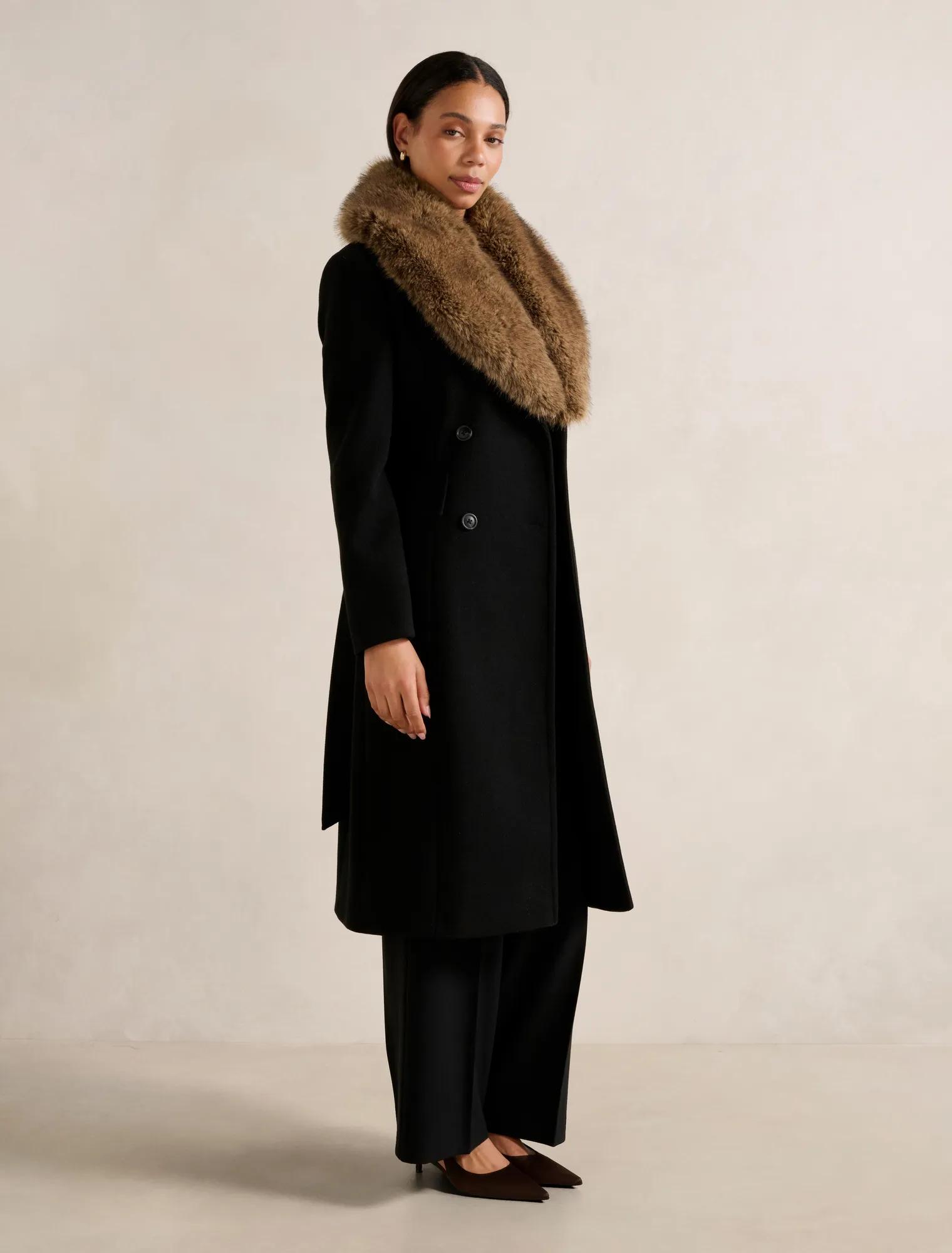 Chelsea Double Breasted Fur Collar Coat