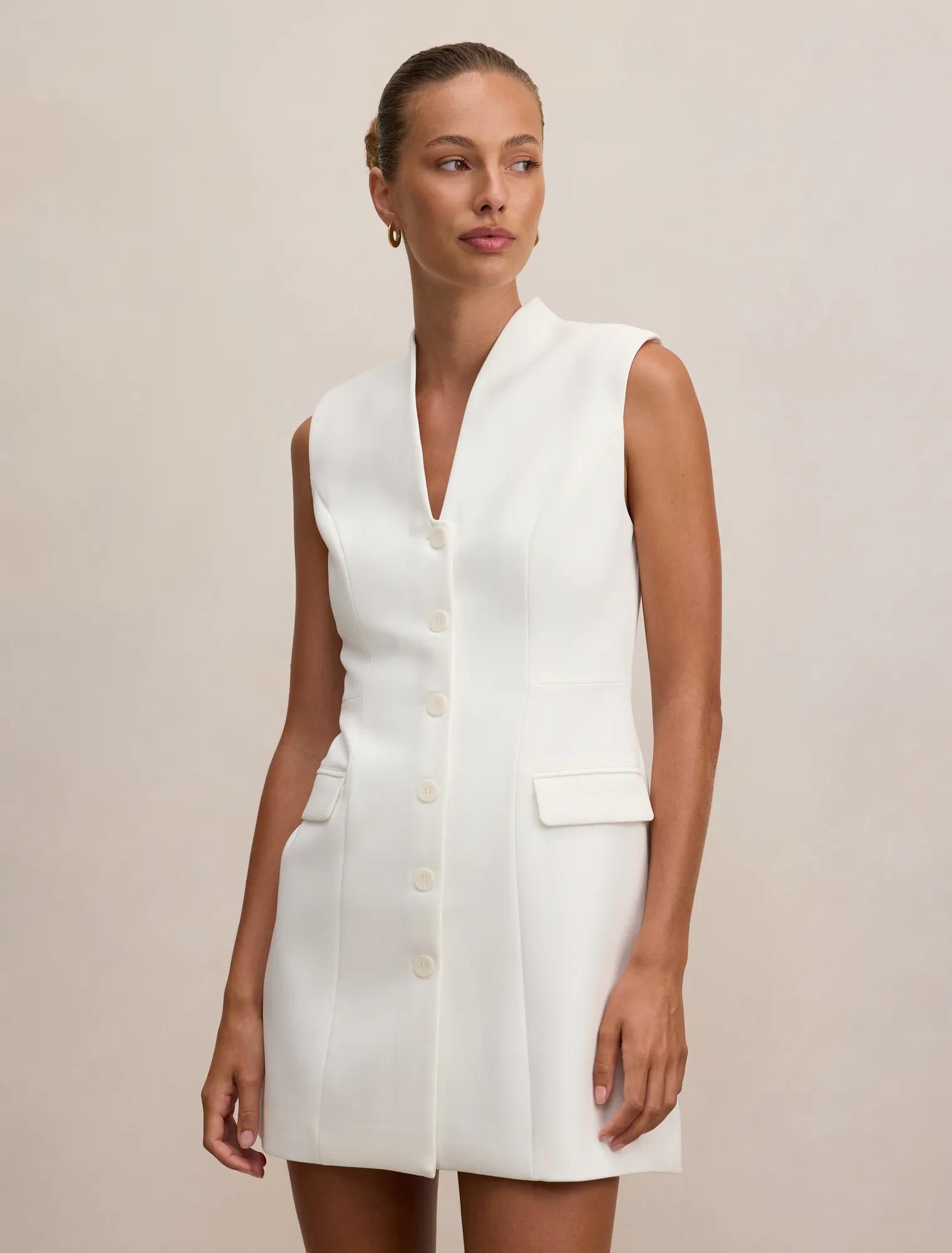slim fit dress slacks Kasmira White Double-Breasted Blazer Dress main image 0