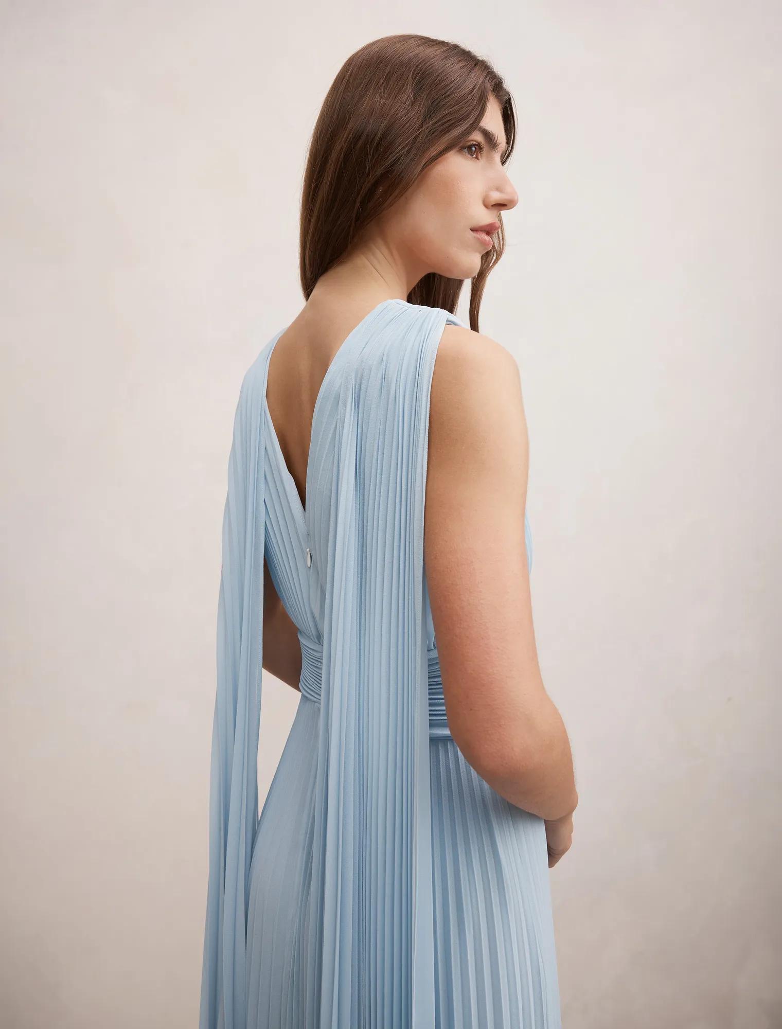 Leia Pleated Cape Maxi Dress