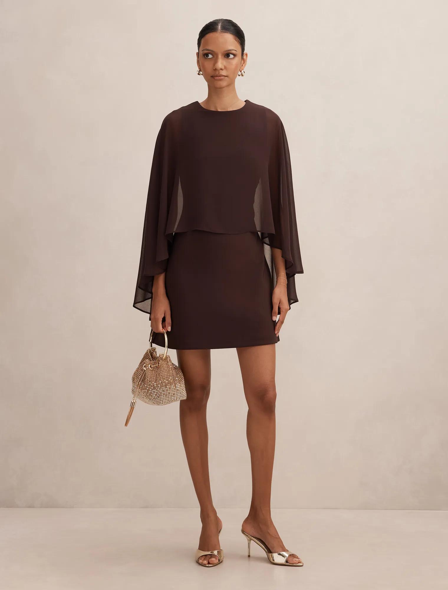 Irena Petite Sheer Cape Mini Dress