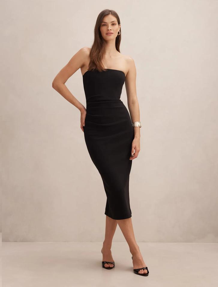 knee length dresses for ladies Marcella | Natalia Sleeveless Dress in Black | Women's Size Large | Ponte