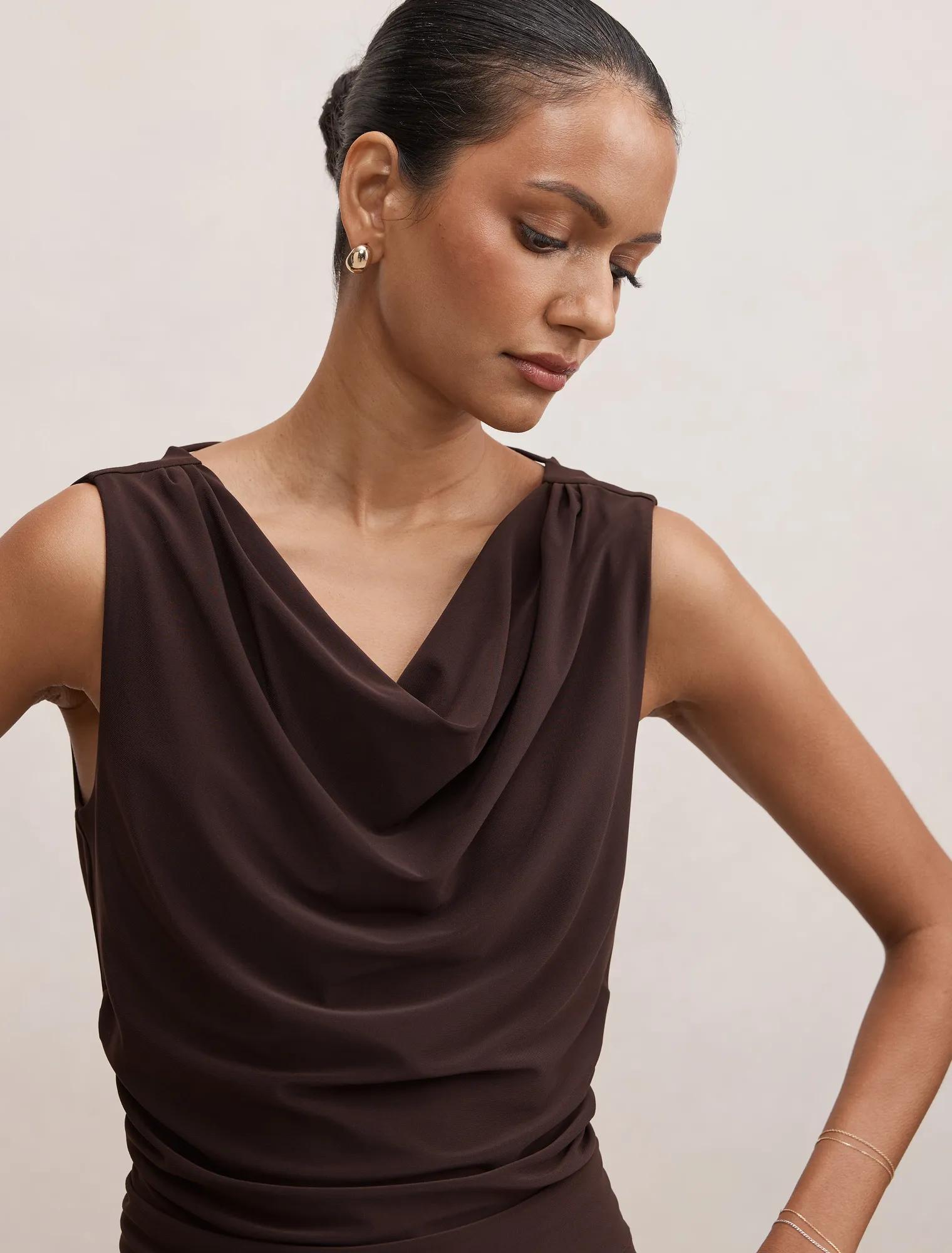 Ada Petite Drape Cowl Back Top