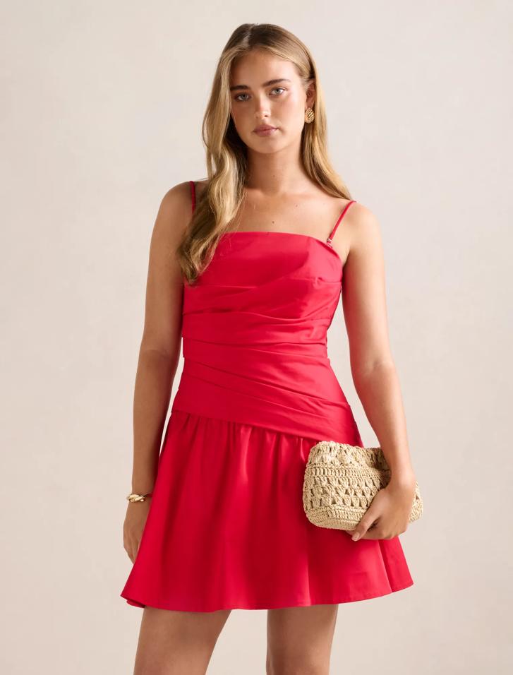 strapless open back dress Cosie Mini Dress Red main image 1