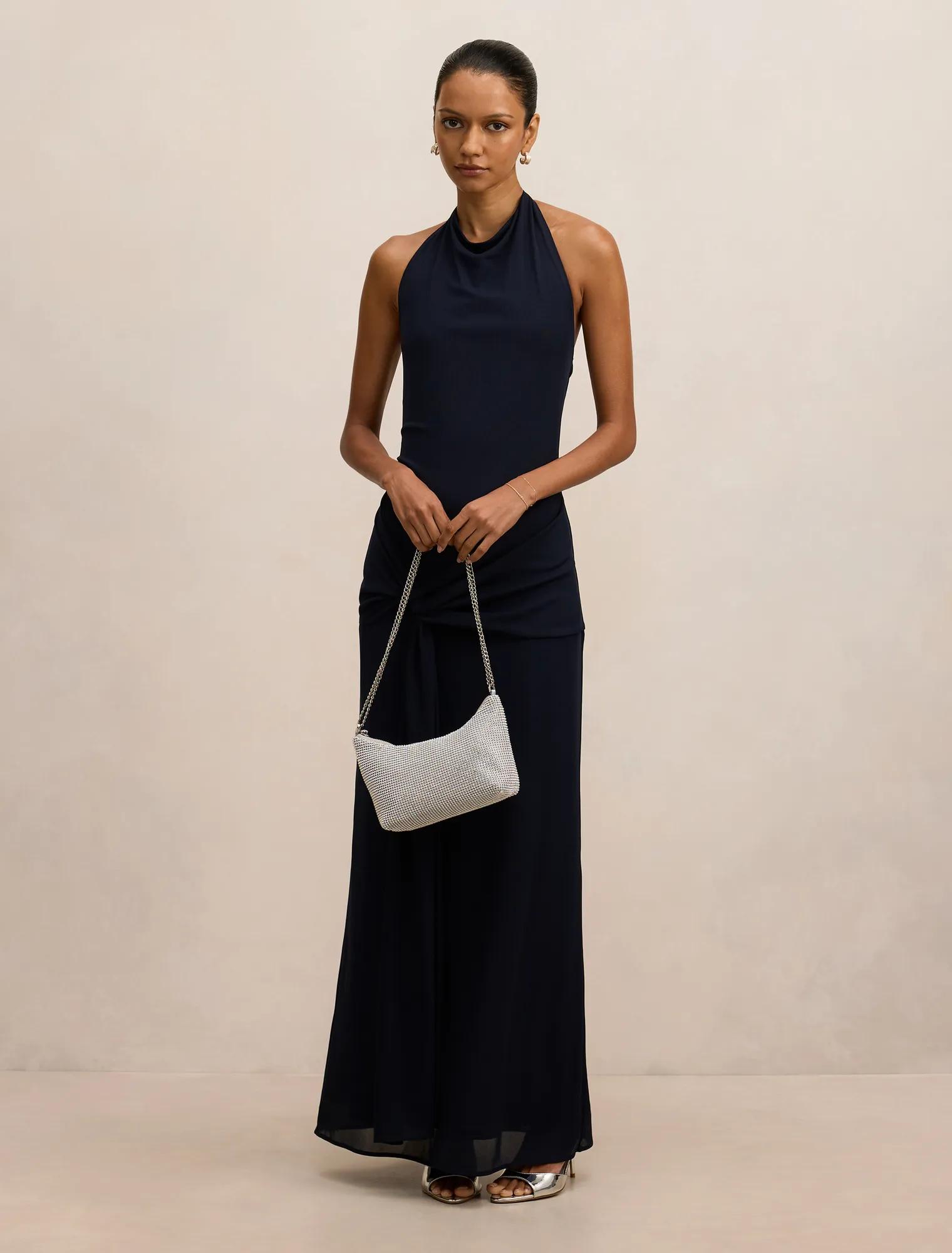 Abby Petite Halter Maxi Dress in navy blue - Size 0 to 12 - Womens ...