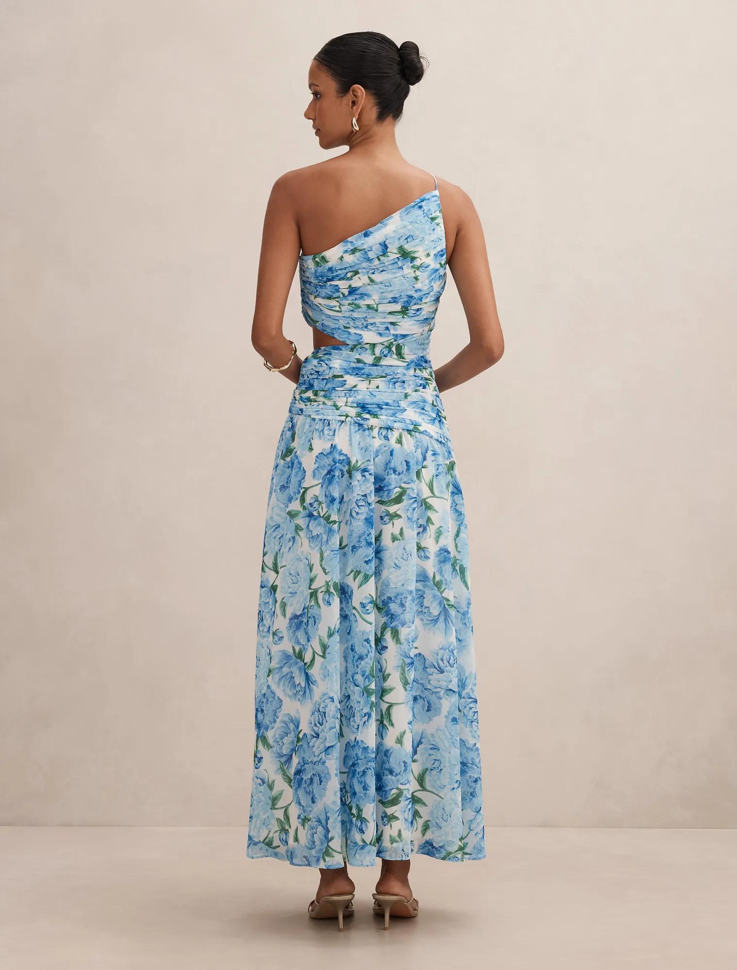 Connie Petite Ruched Asym Maxi