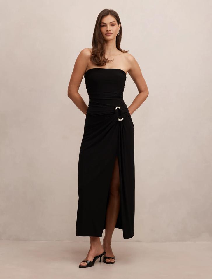 Black Maxi Dress - Keely Strapless Jersey - Size 4 to 16 - Womens Strapless  Dress